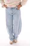 Queen of hearts barrel jeans lichtblauw
