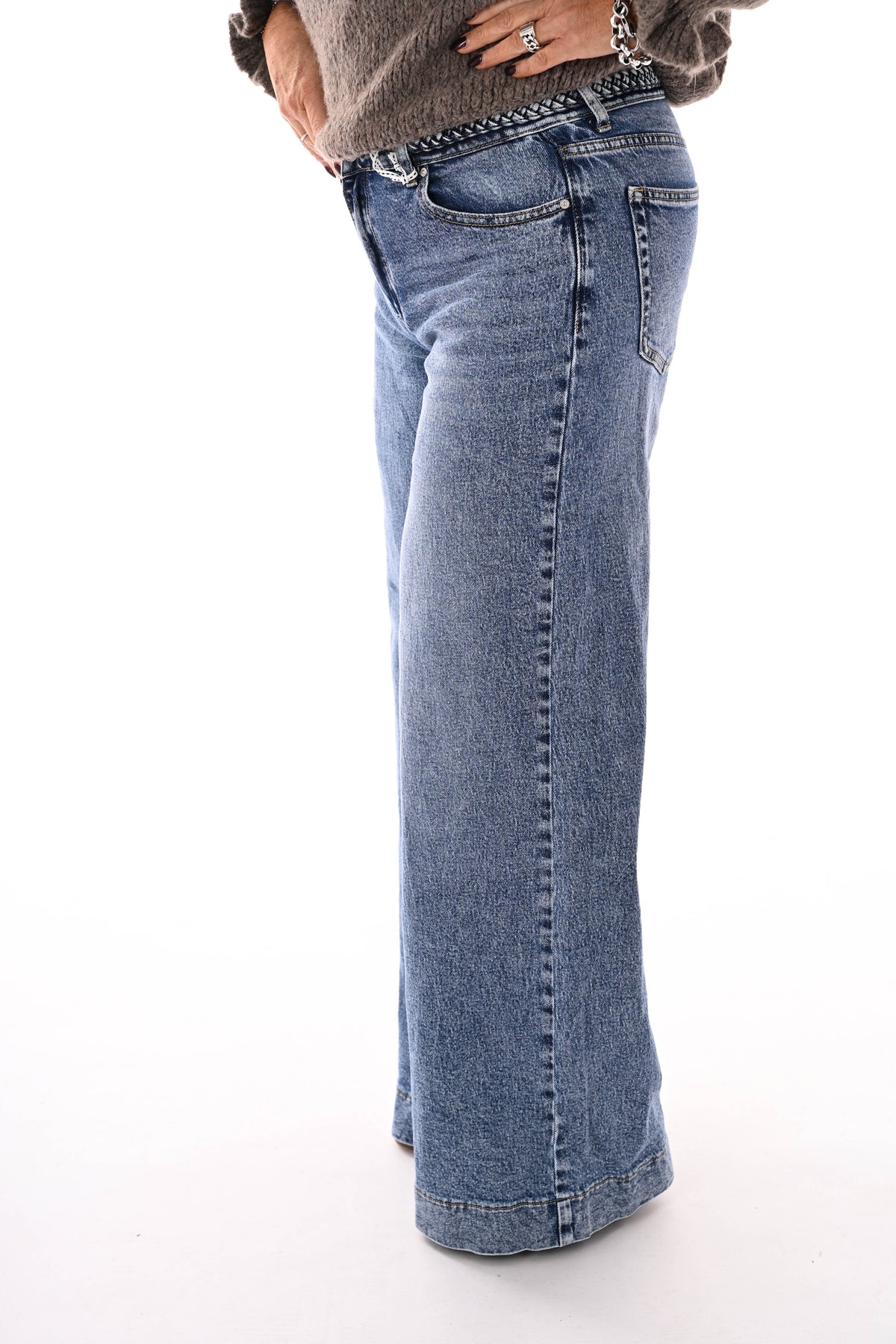 Queen of hearts vlechtband wide leg blauw