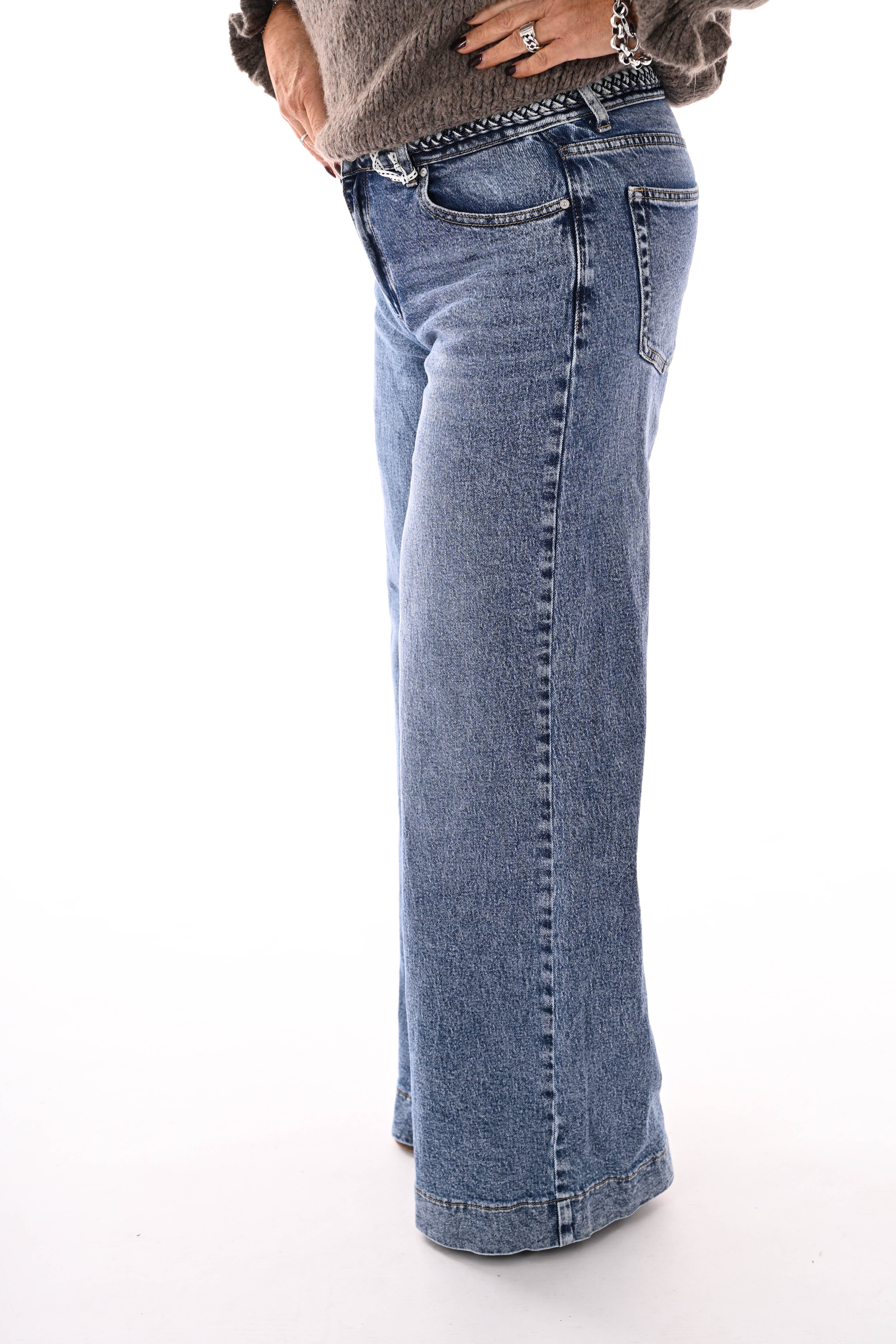 Queen of hearts vlechtband wide leg blauw