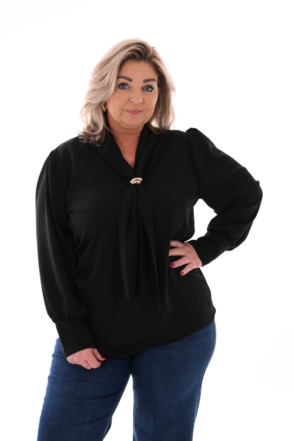 Blouse hals detail zwart