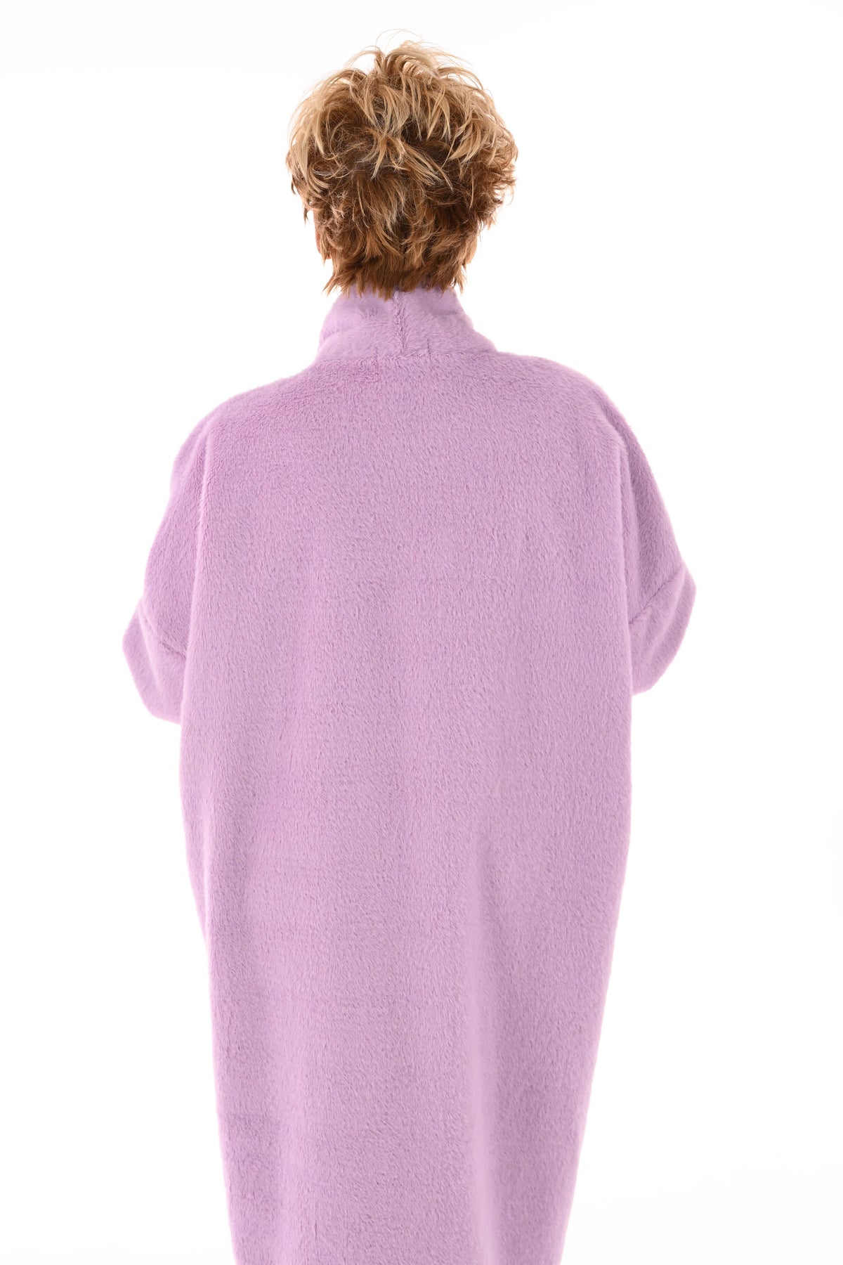 Lange faux fur jas lila