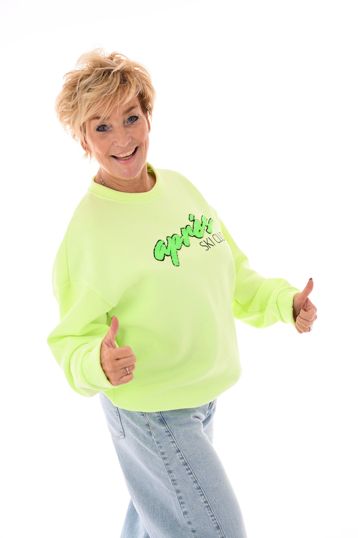 Sweater apres skiclub lichtgroen