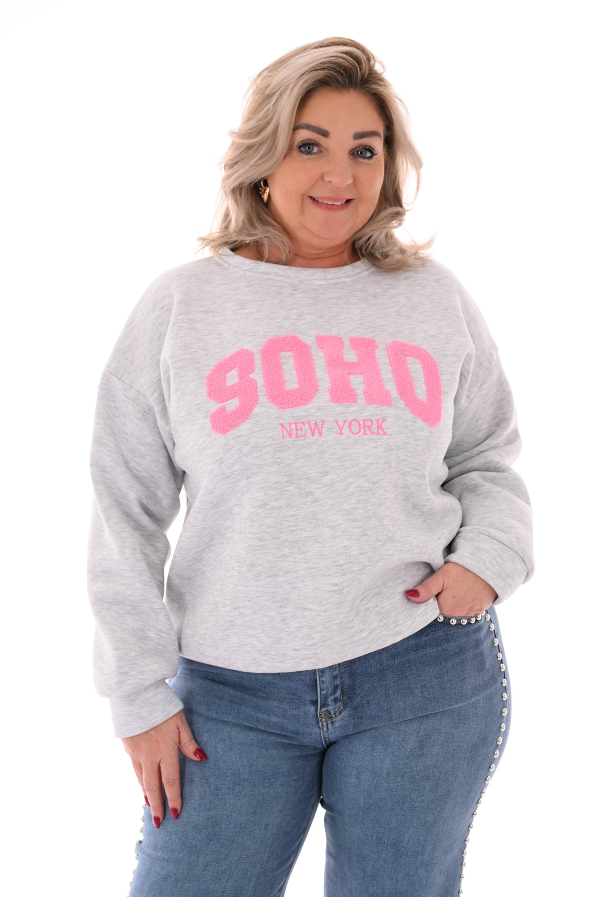 Sweater trui soho uni lichtgrijs
