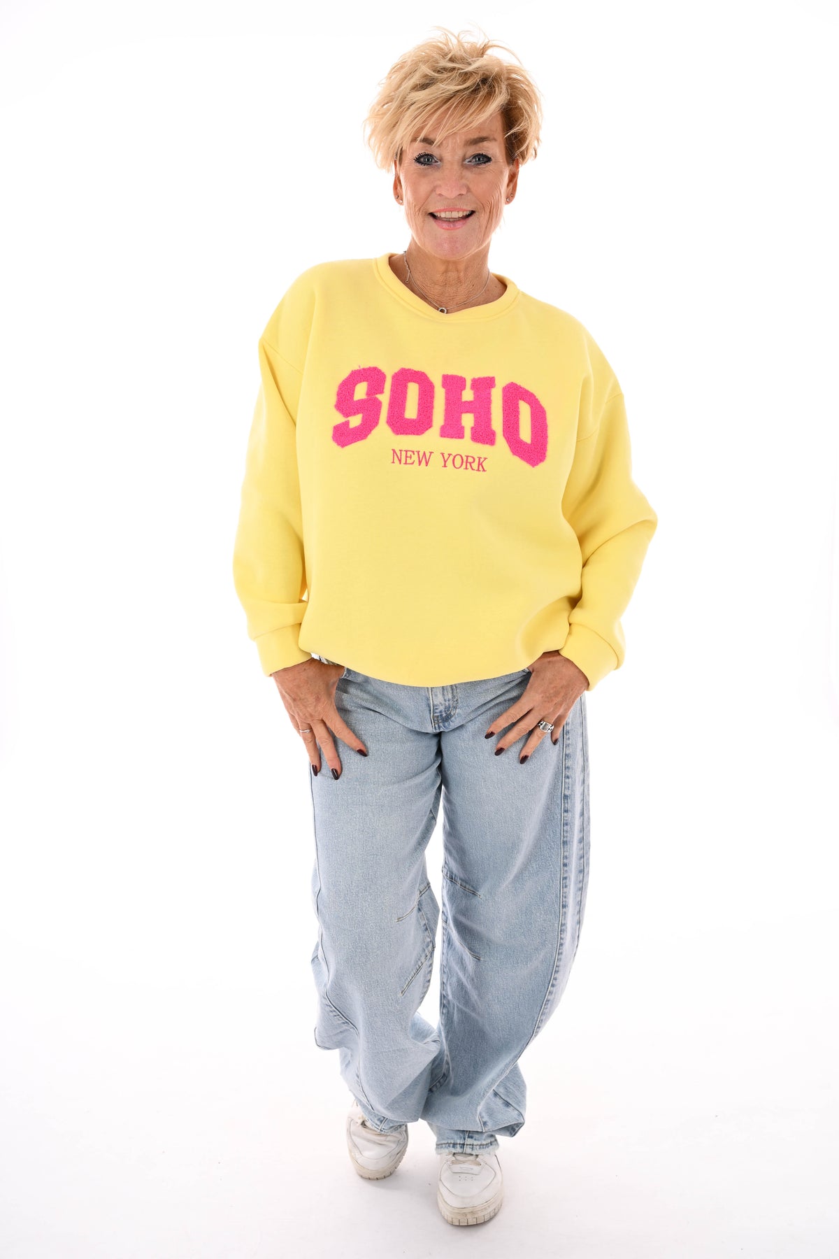 Sweater trui soho uni lichtgeel