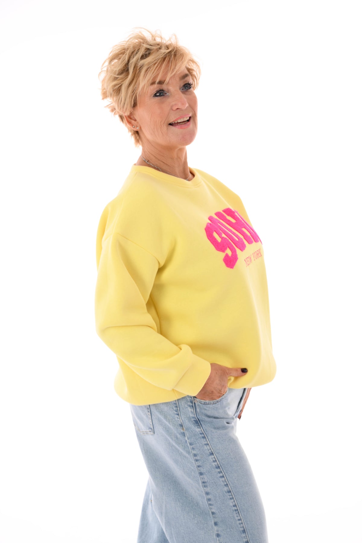Sweater trui soho uni lichtgeel