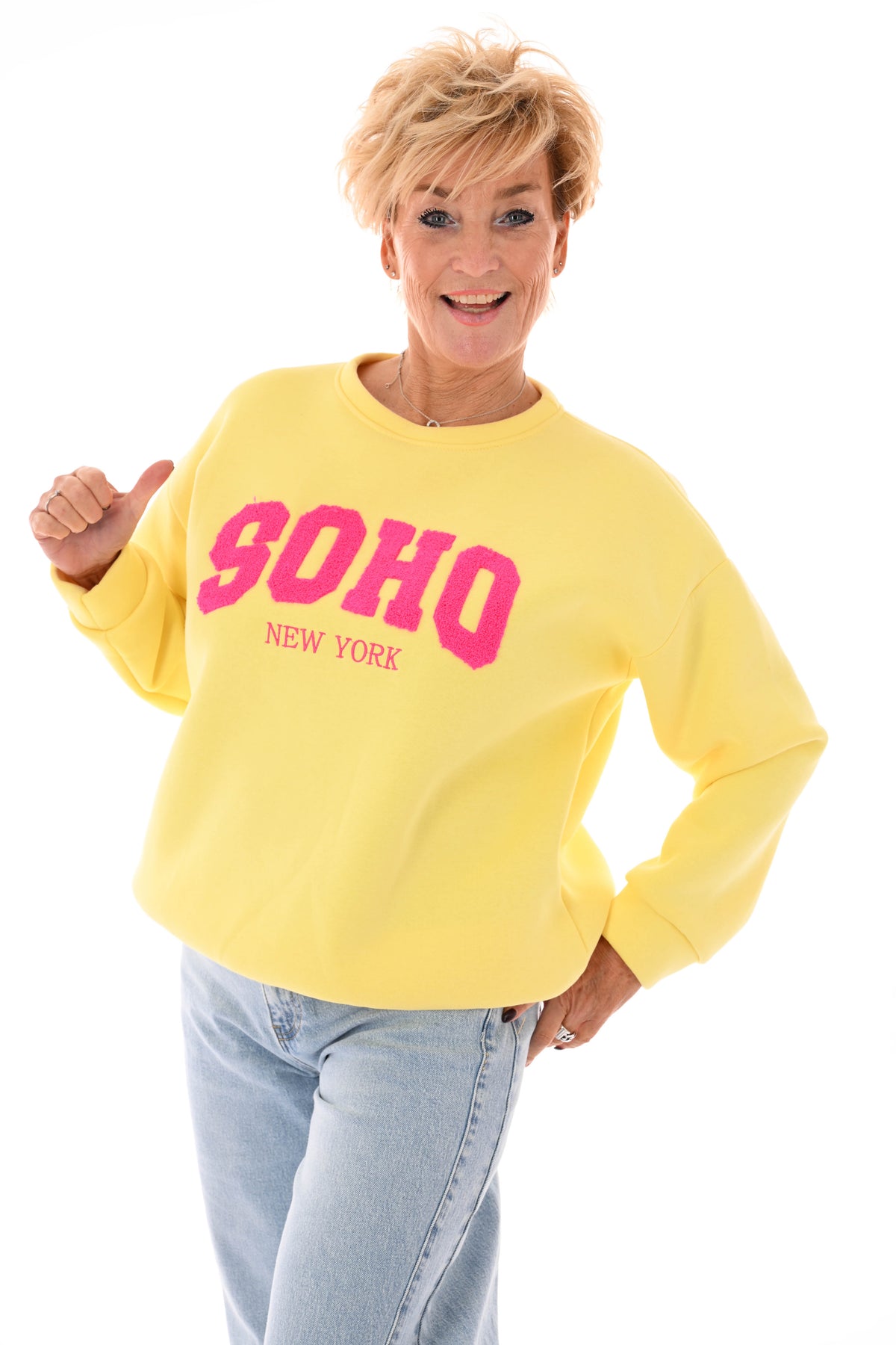 Sweater trui soho uni lichtgeel