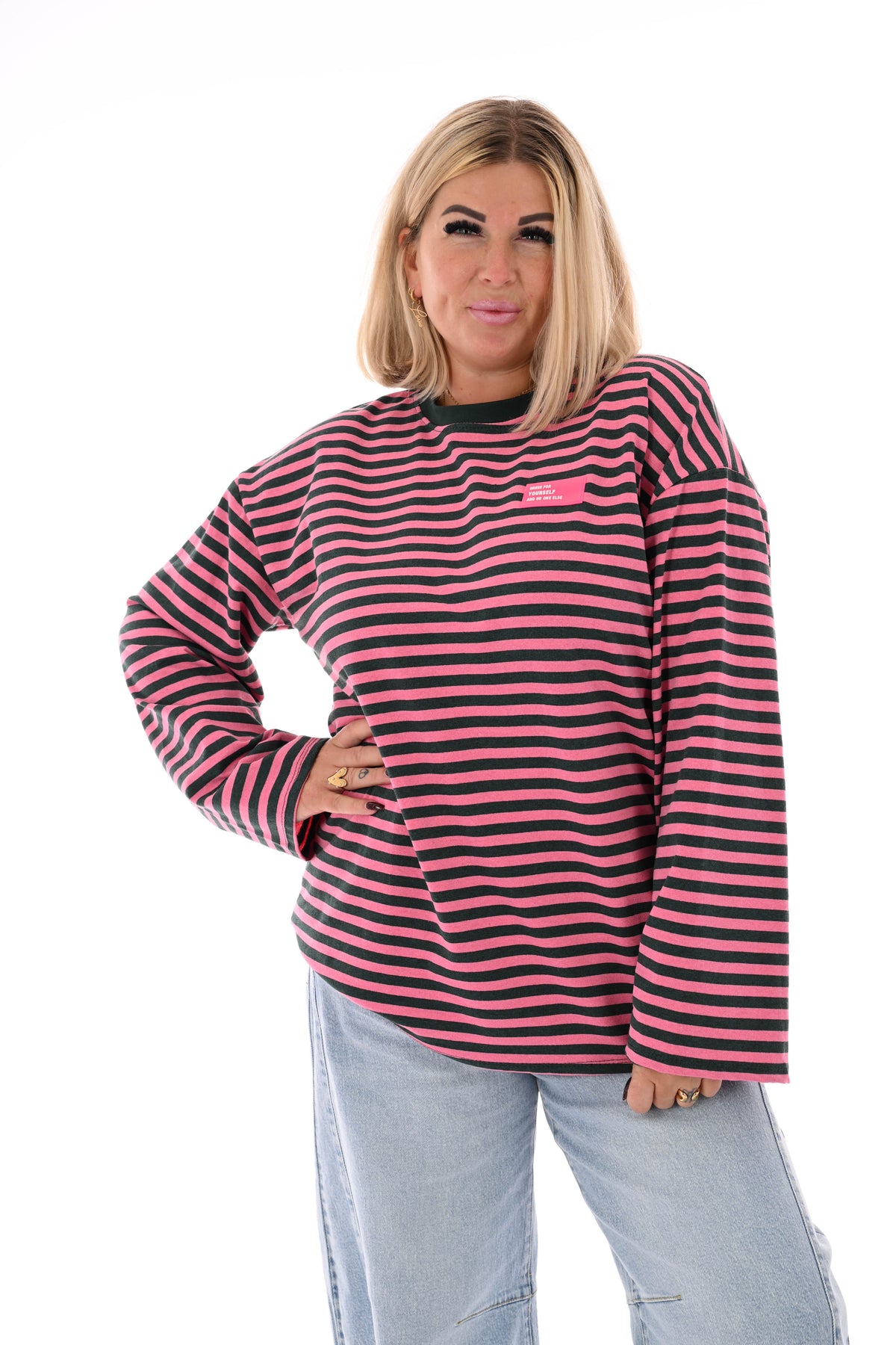 Trui fijne streepjes donkergroen