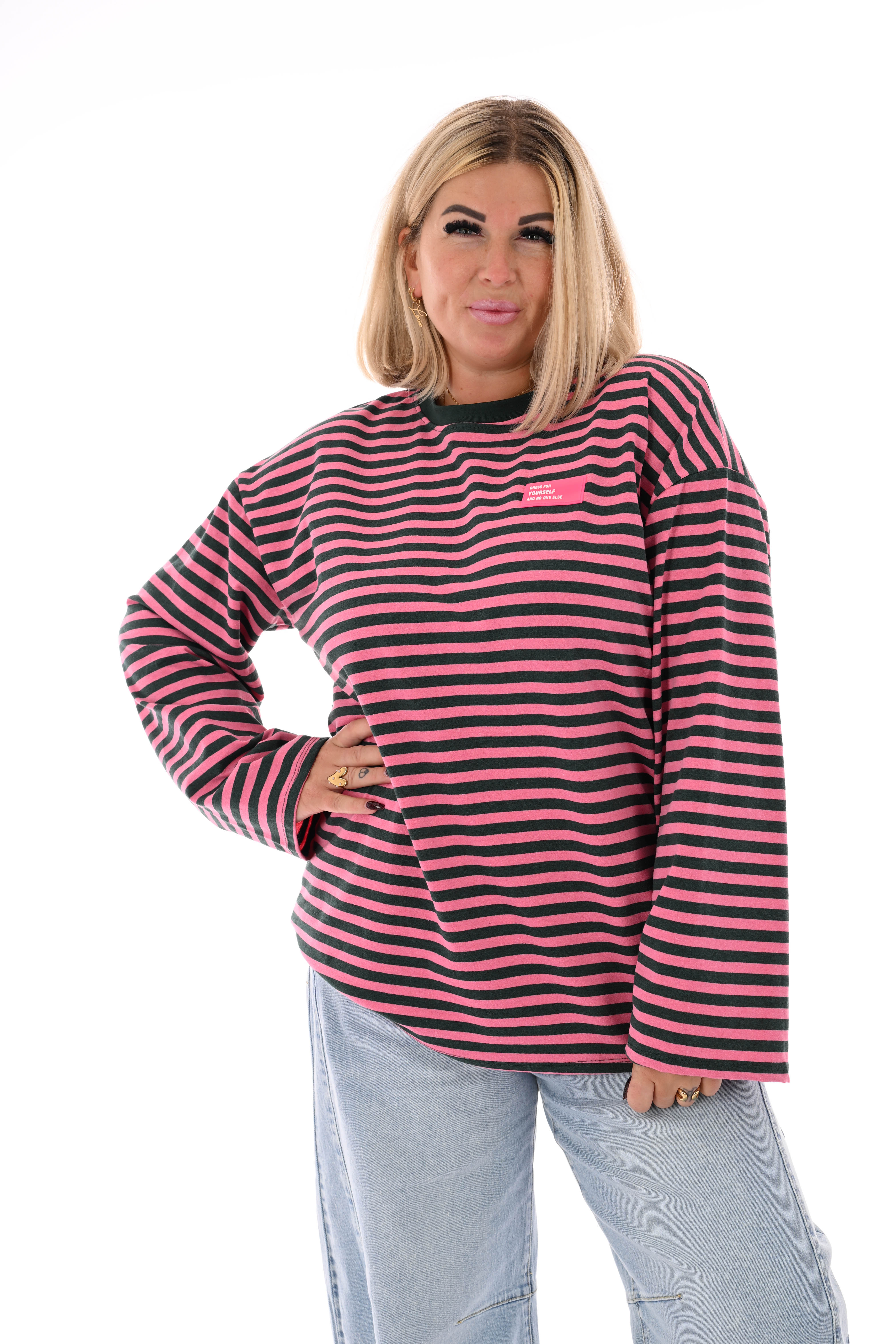 Trui fijne streepjes donkergroen