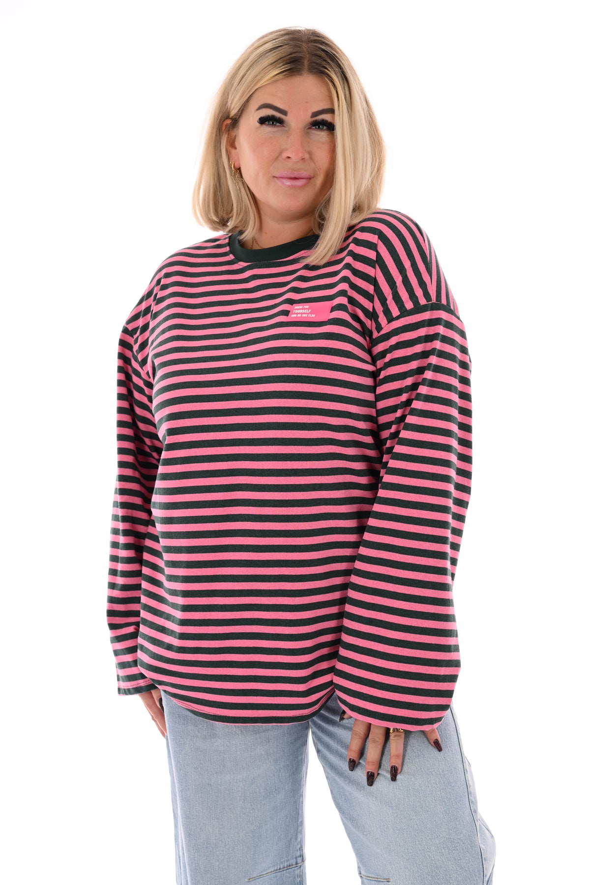 Trui fijne streepjes donkergroen