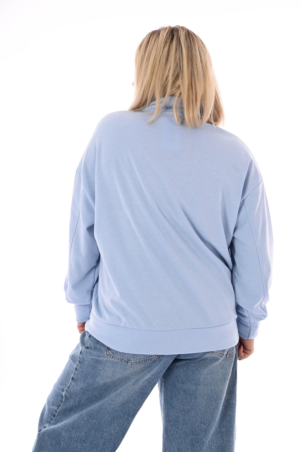 Sweater new york met rits lichtblauw