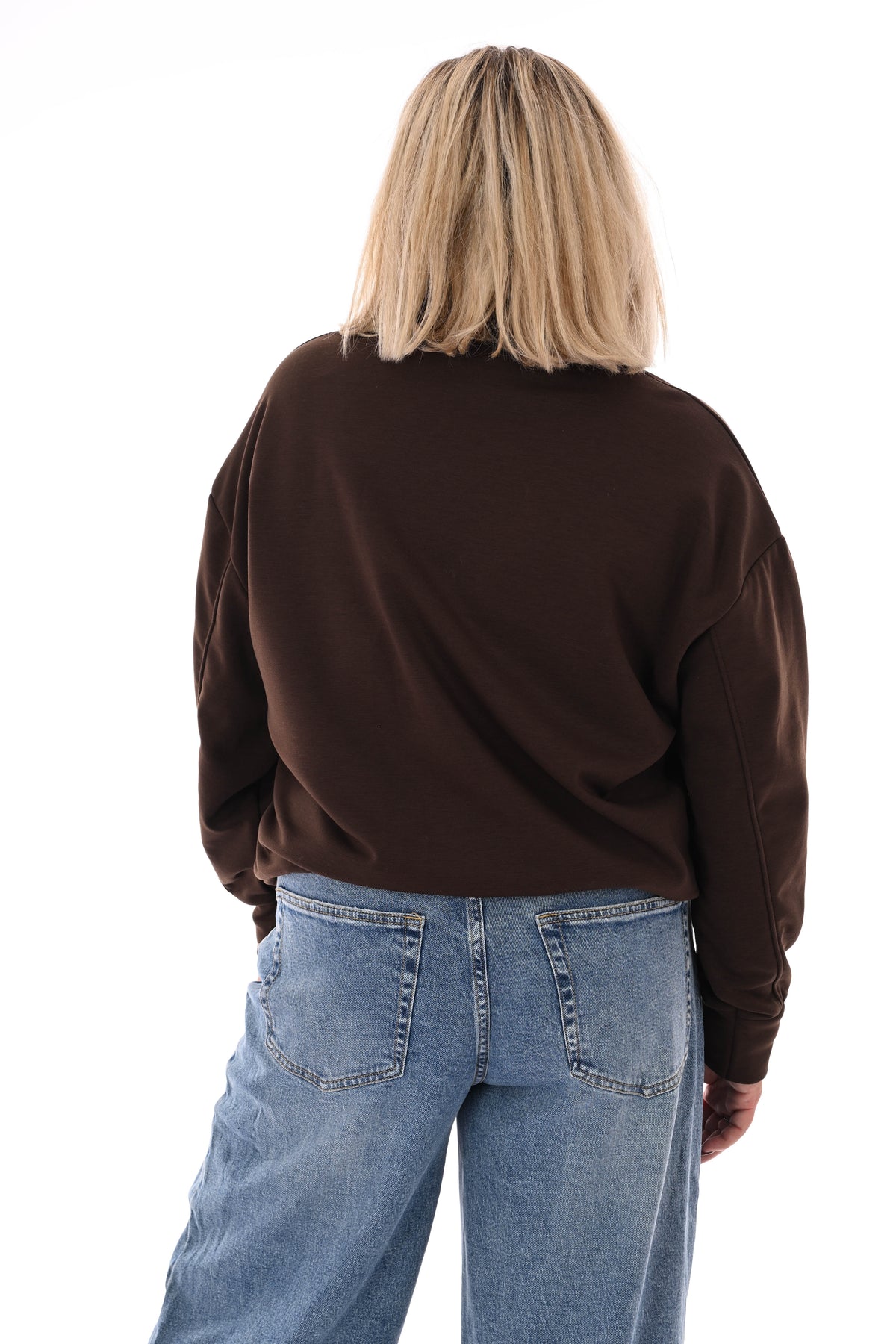 Sweater new york met rits donkerbruin