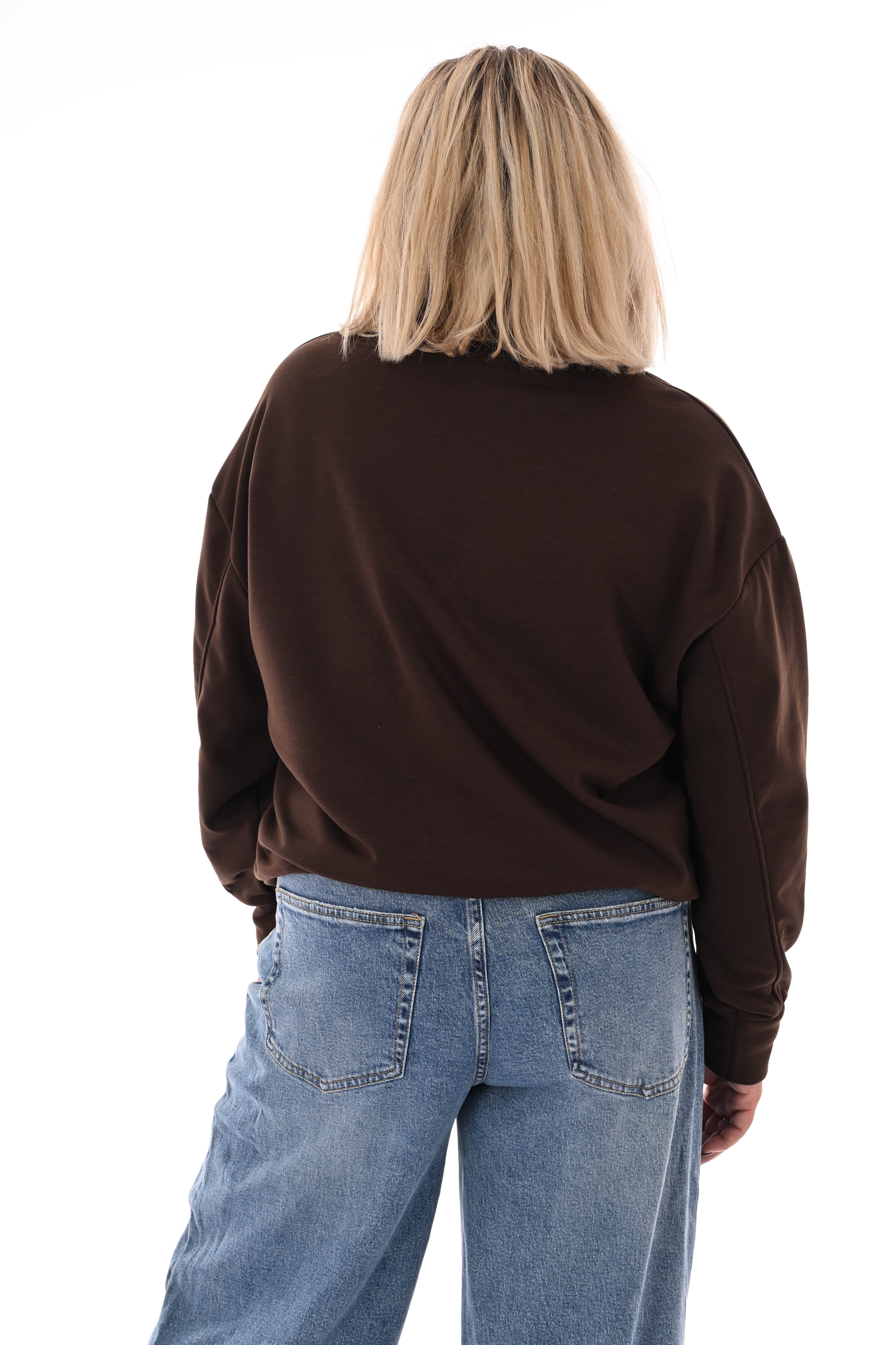 Sweater new york met rits donkerbruin