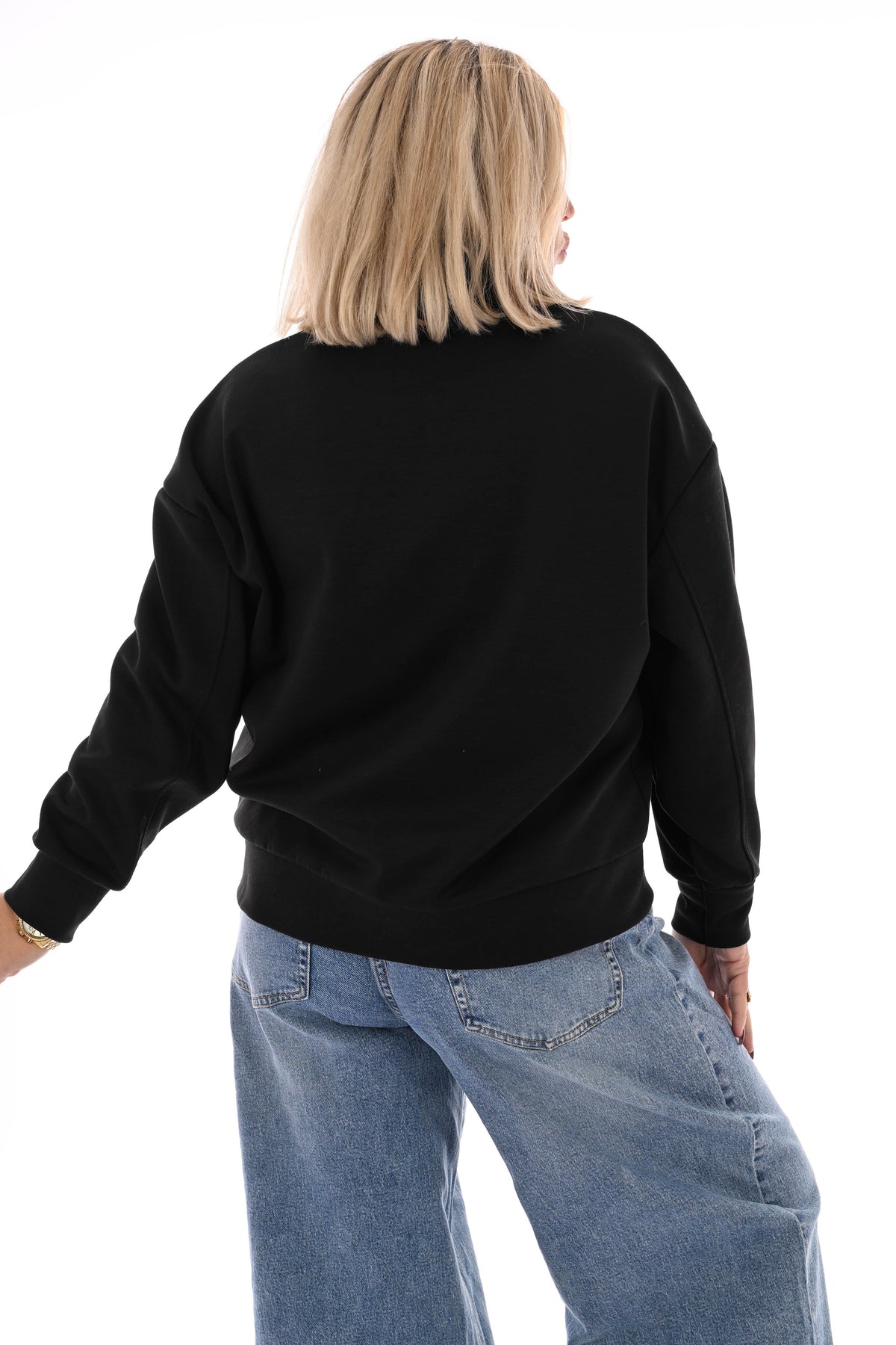 Sweater new york met rits zwart