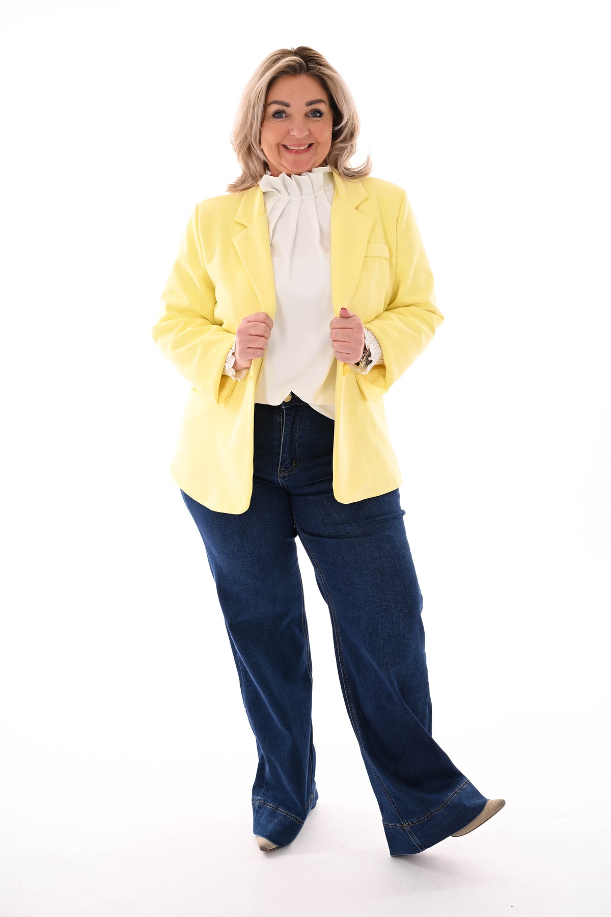 Suedelook blazer uni lichtgeel