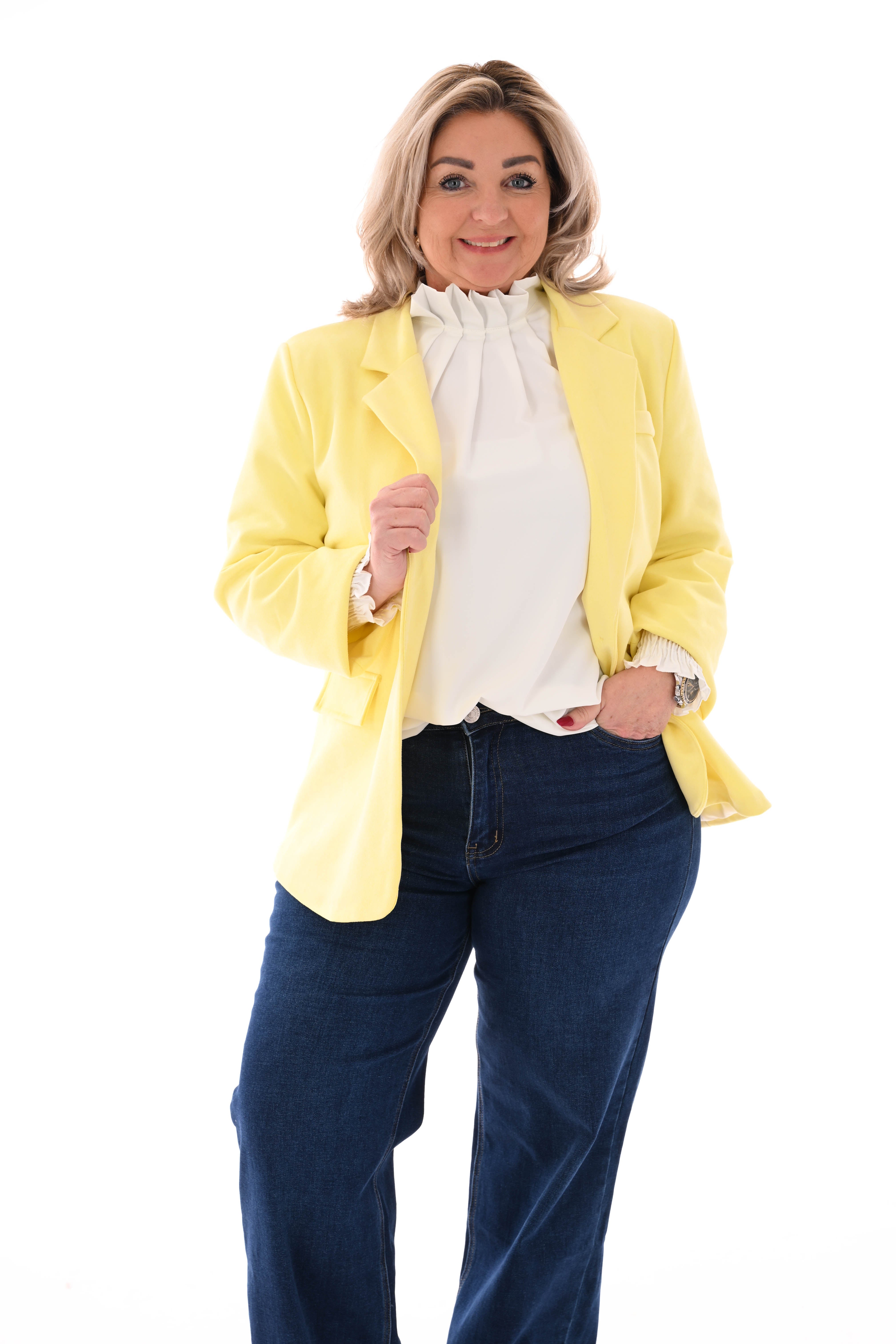 Suedelook blazer uni lichtgeel