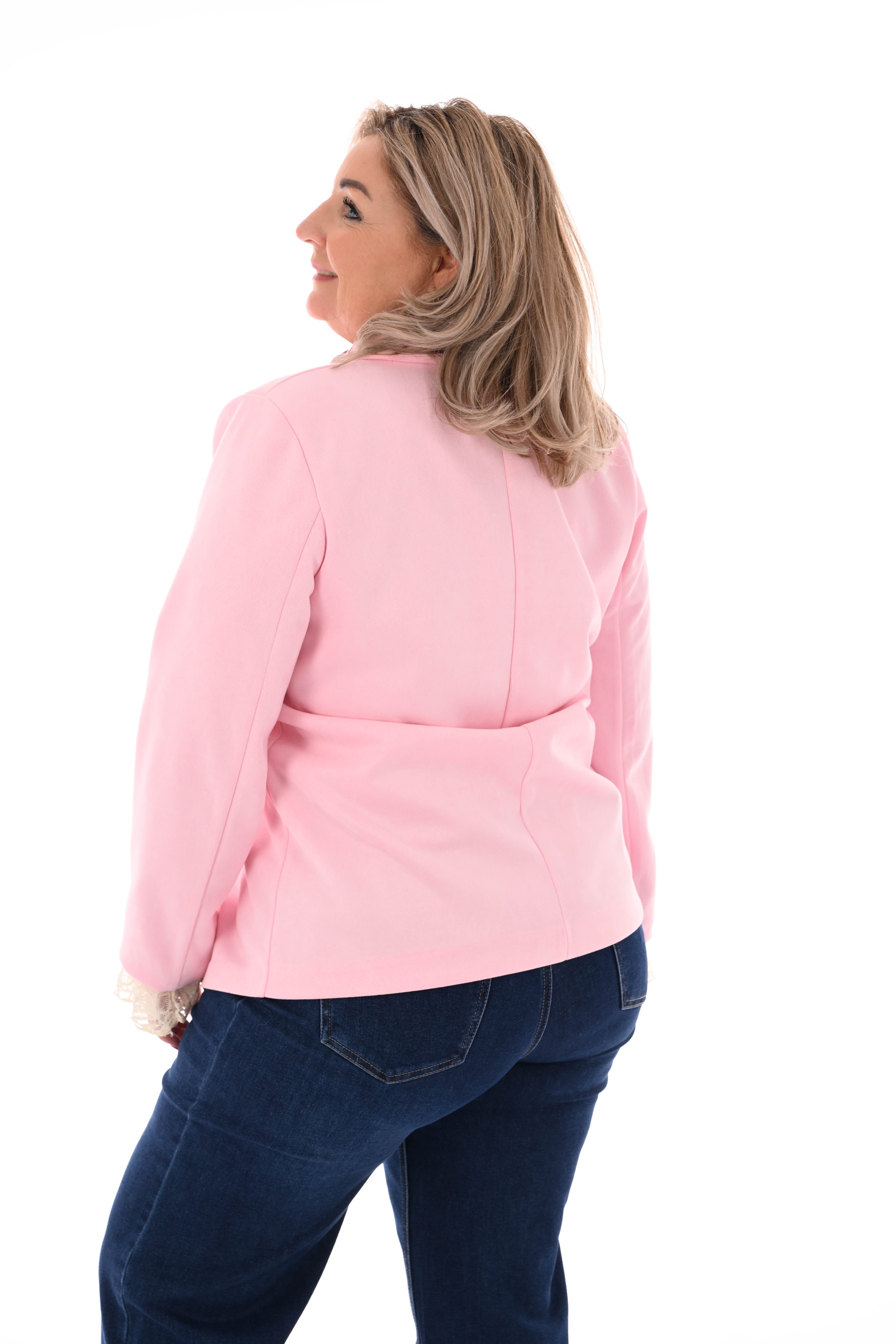 Suedelook blazer uni lichtroze