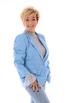 Suedelook blazer uni lichtblauw