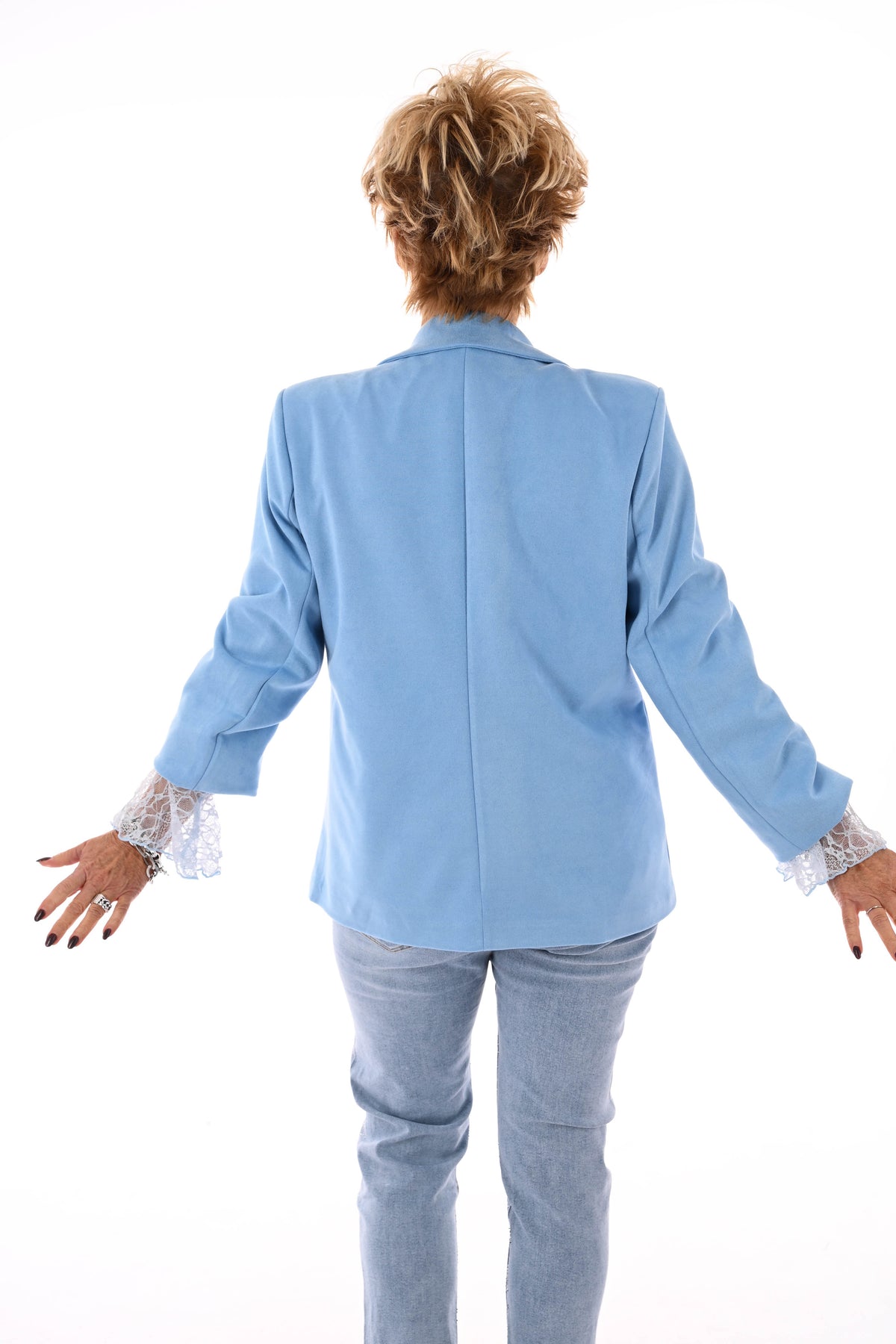 Suedelook blazer uni lichtblauw