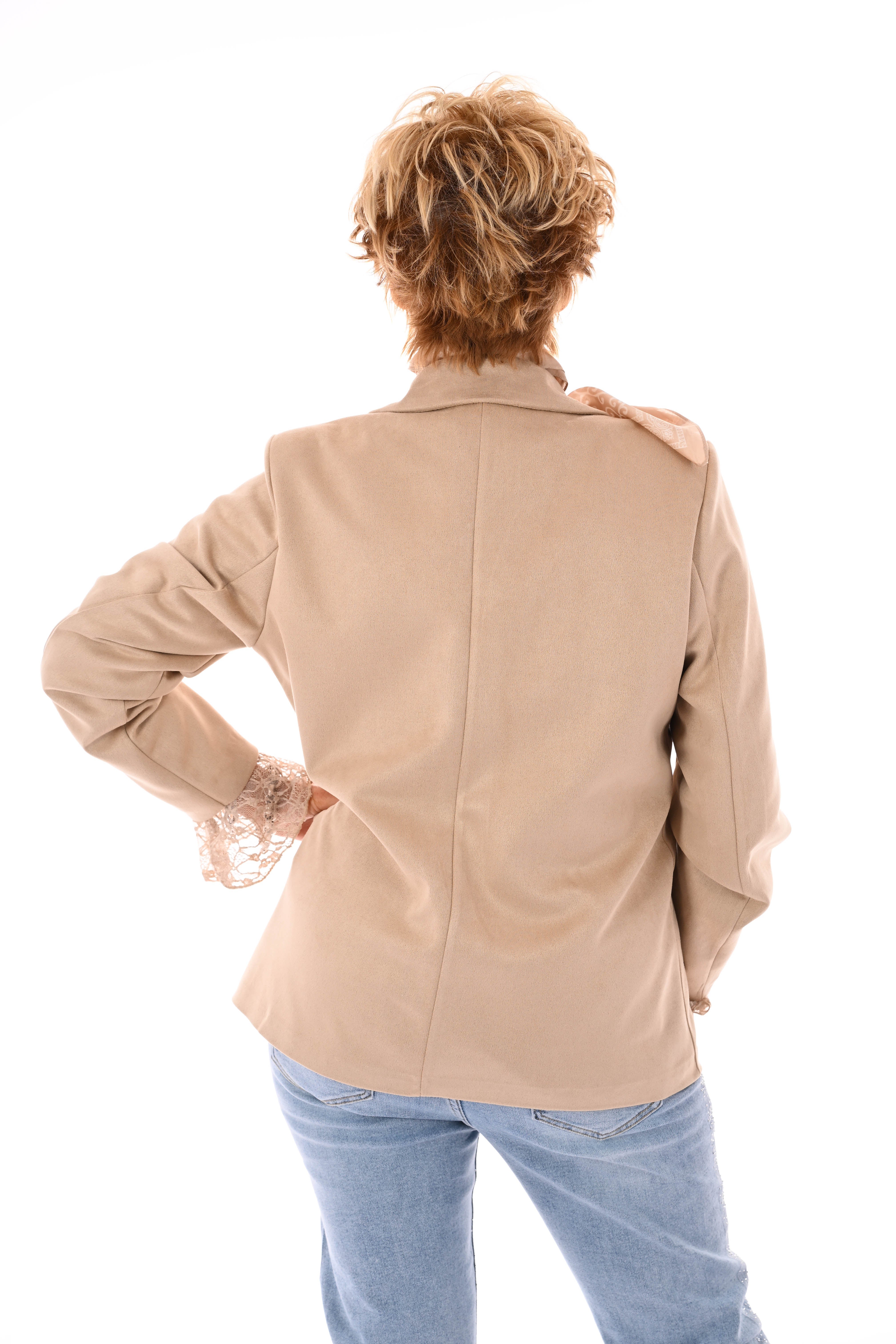 Suedelook blazer uni beige