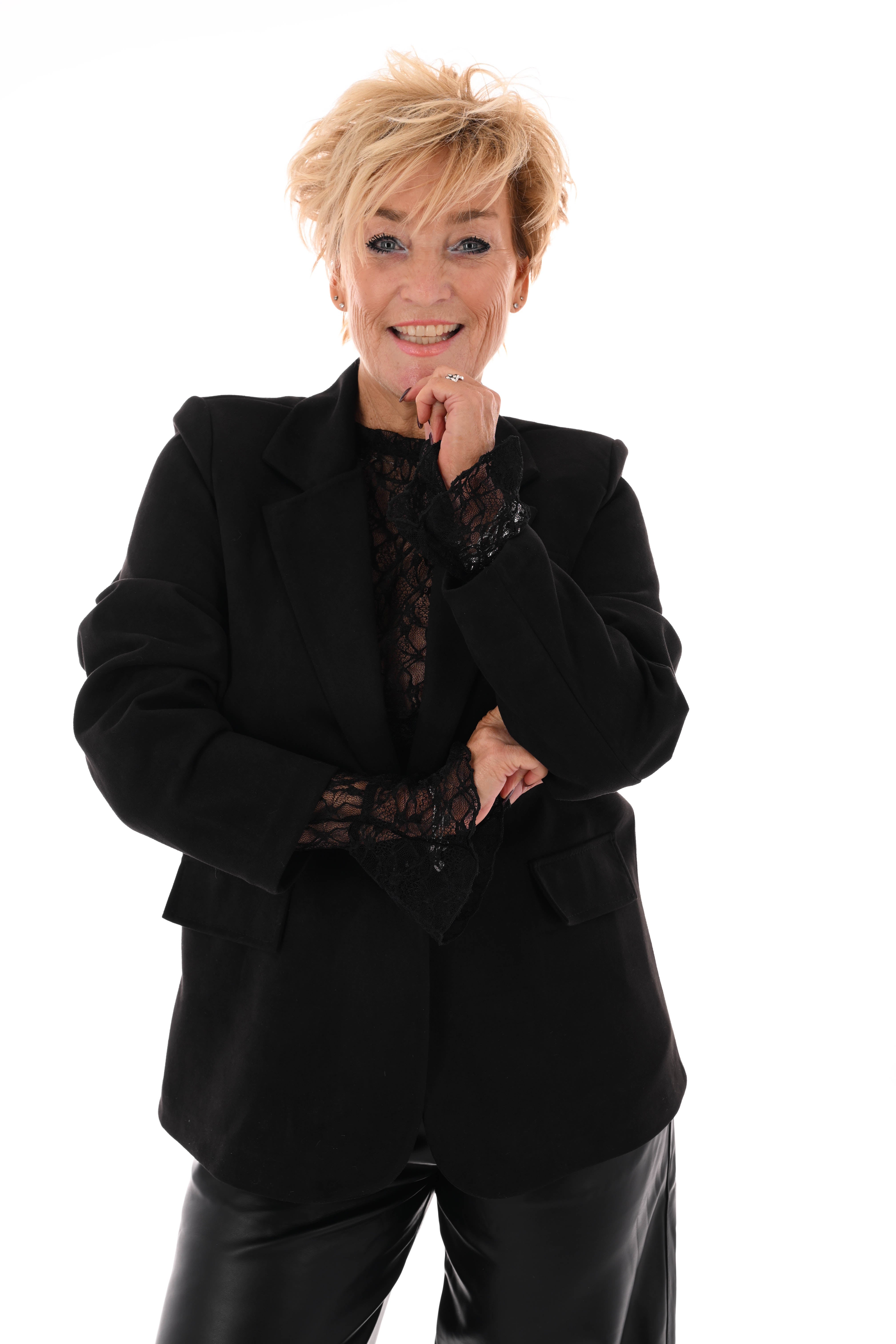 Suedelook blazer uni zwart