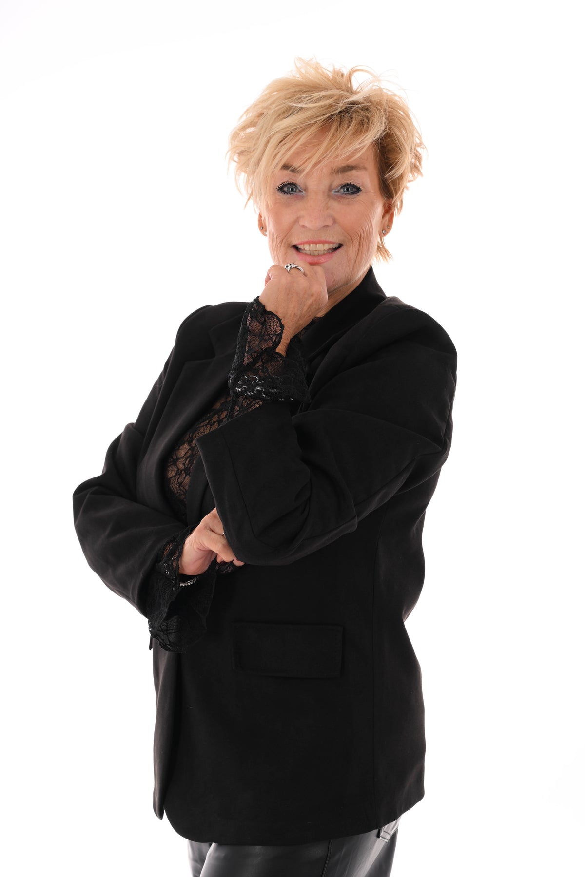 Suedelook blazer uni zwart