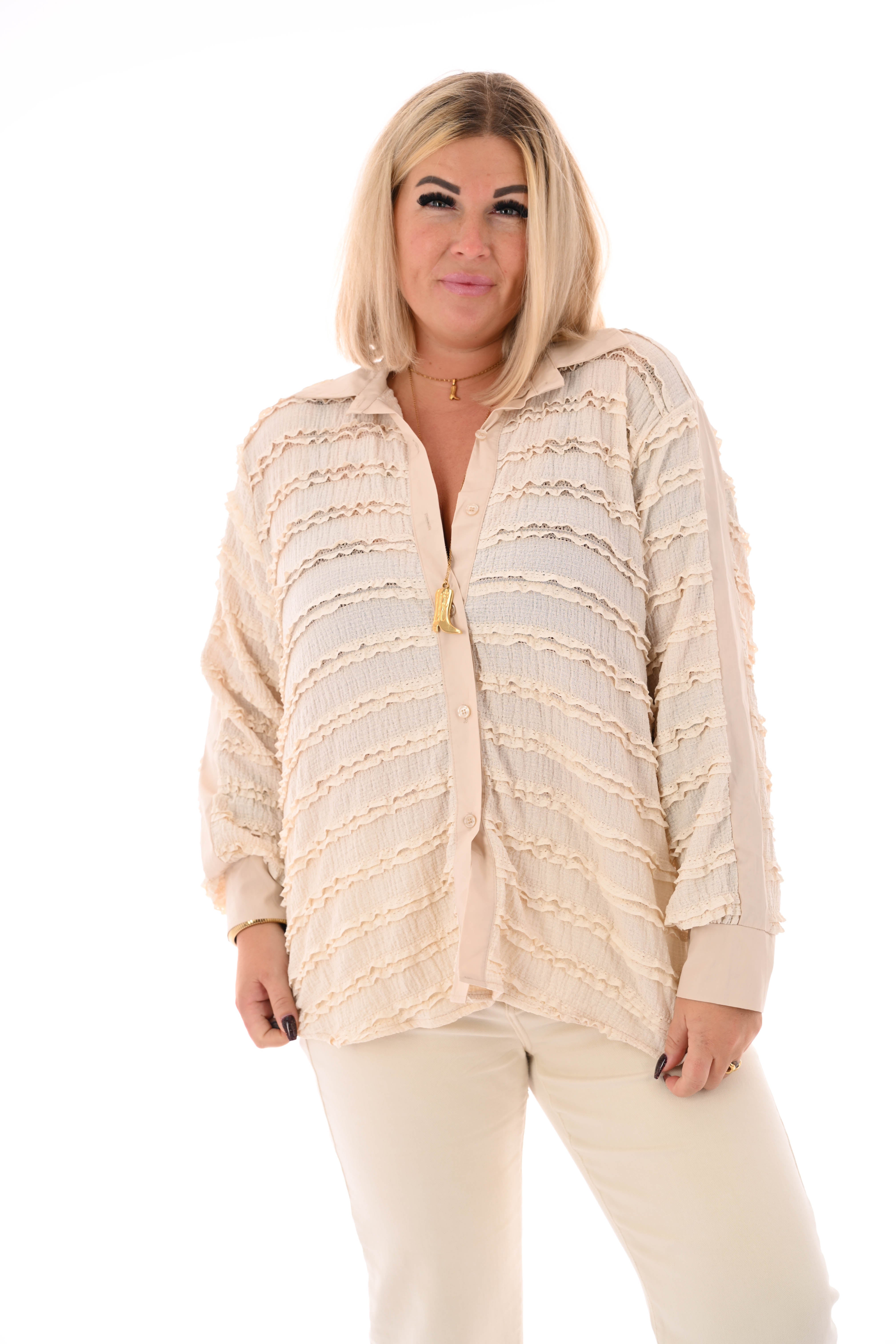 Blouse ruffles beige