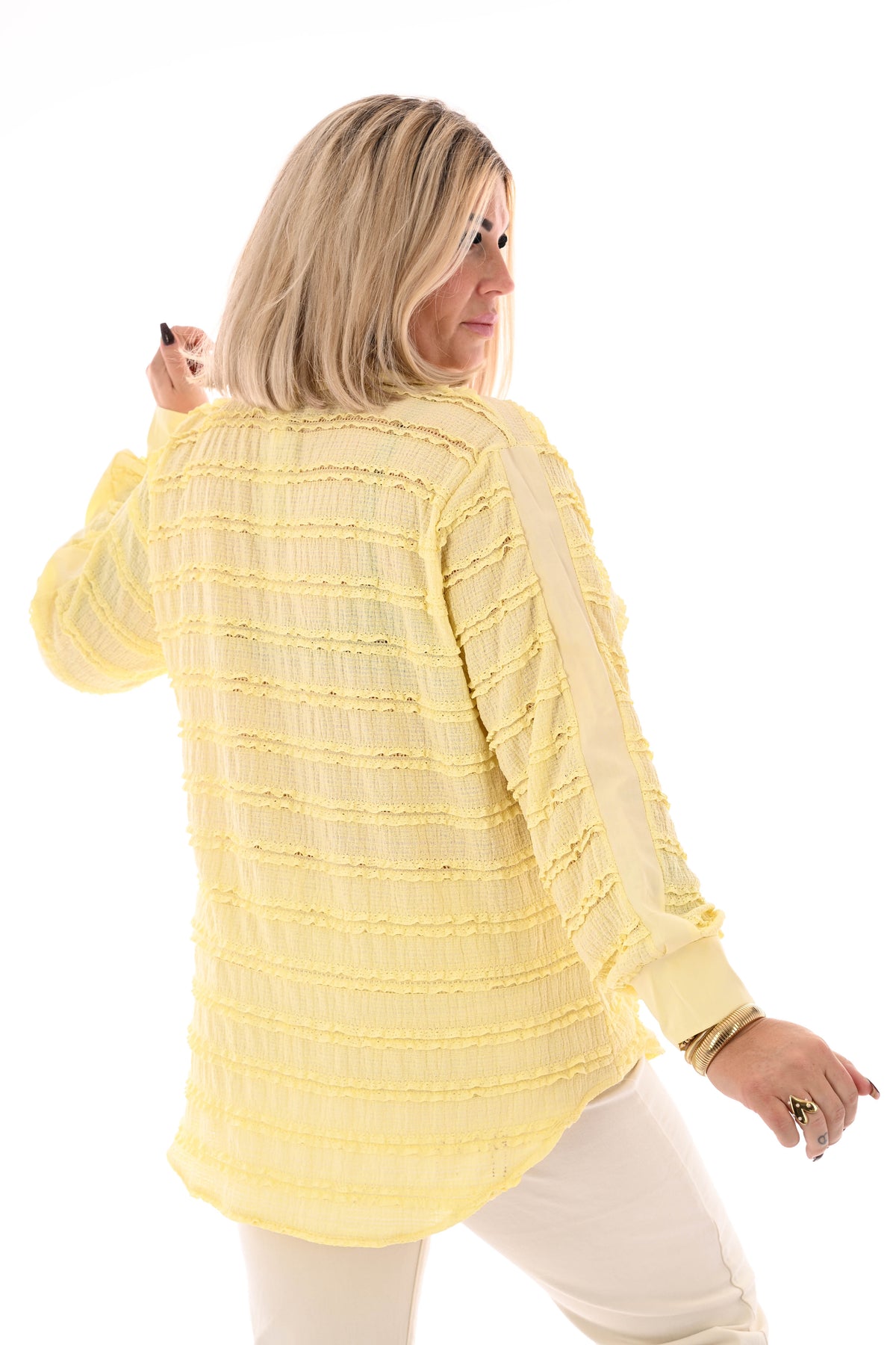 Blouse ruffles lichtgeel