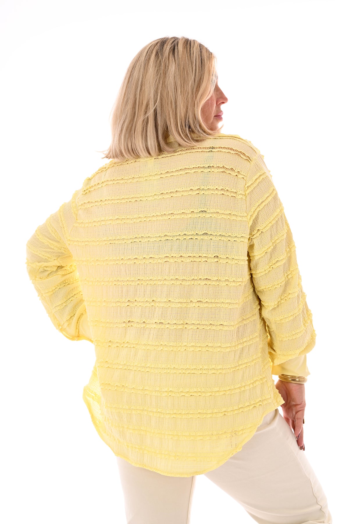 Blouse ruffles lichtgeel