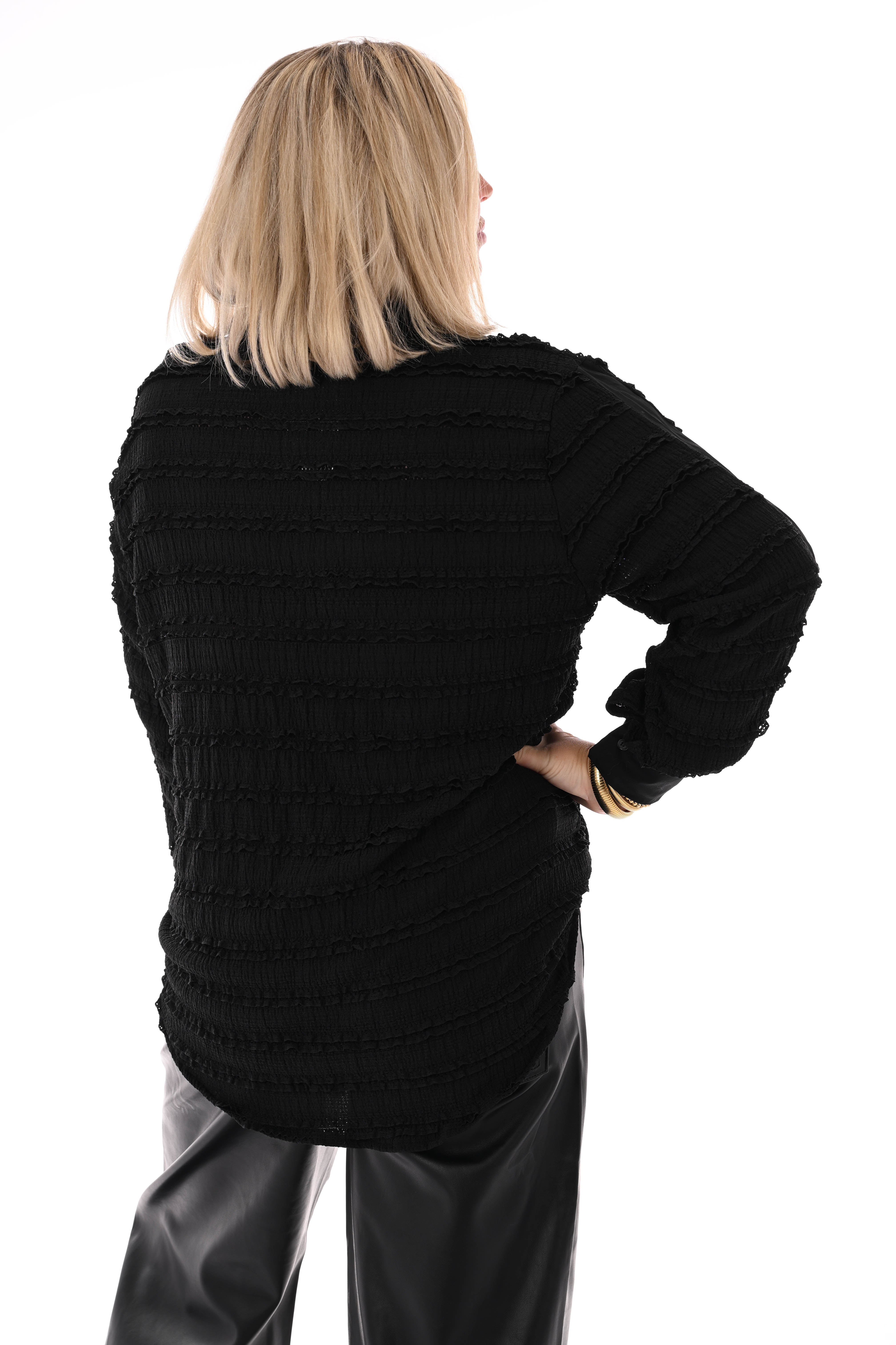 Blouse ruffles zwart