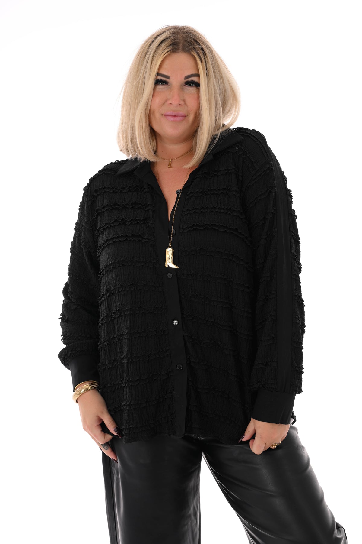 Blouse ruffles zwart
