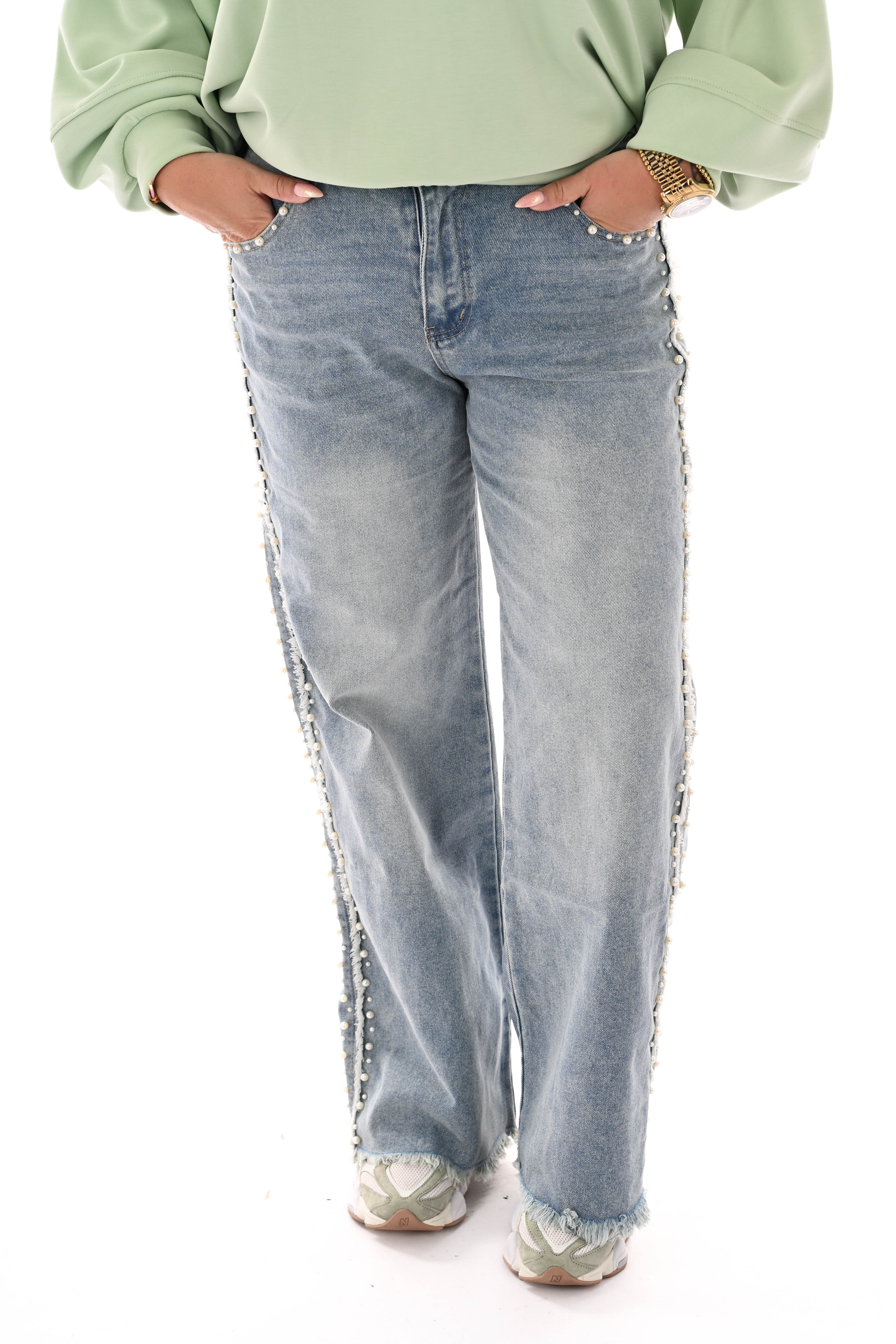 Monday wide leg parels lichtblauw