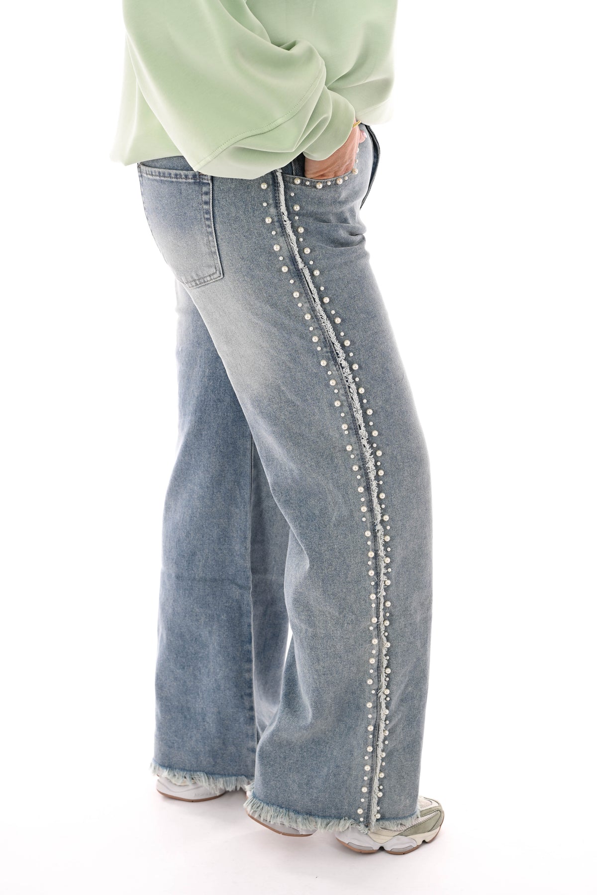 Monday wide leg parels lichtblauw