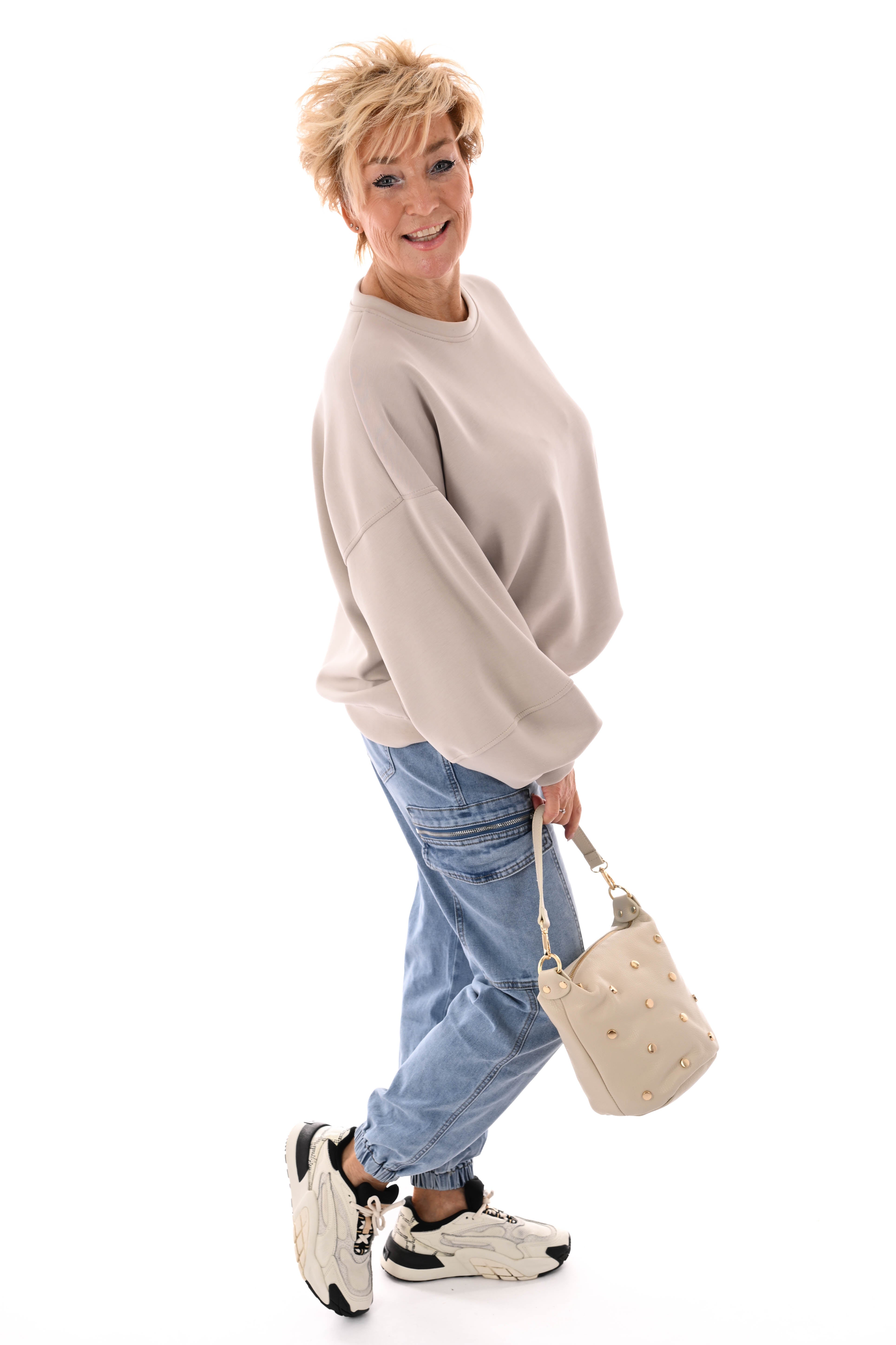 Sweater le marais applicatie beige