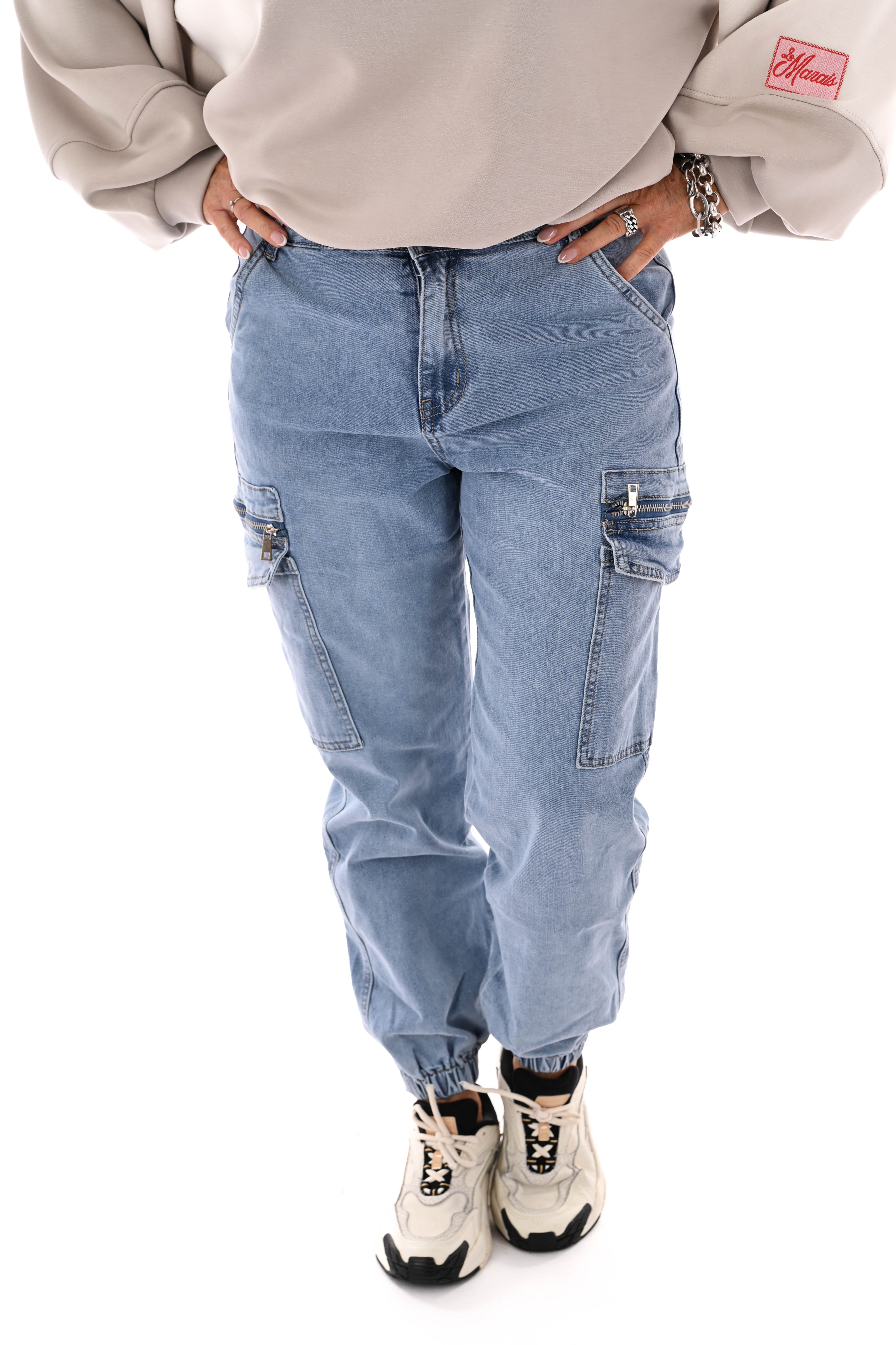 Monday cargo jeans lichtblauw