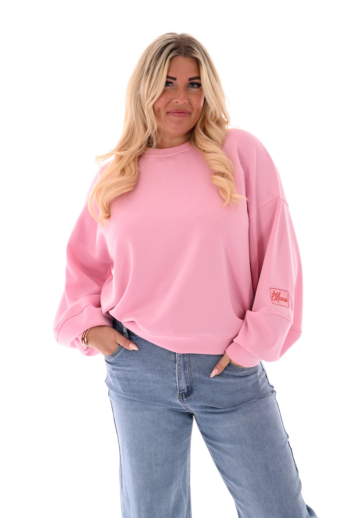 Sweater le marais applicatie lichtroze