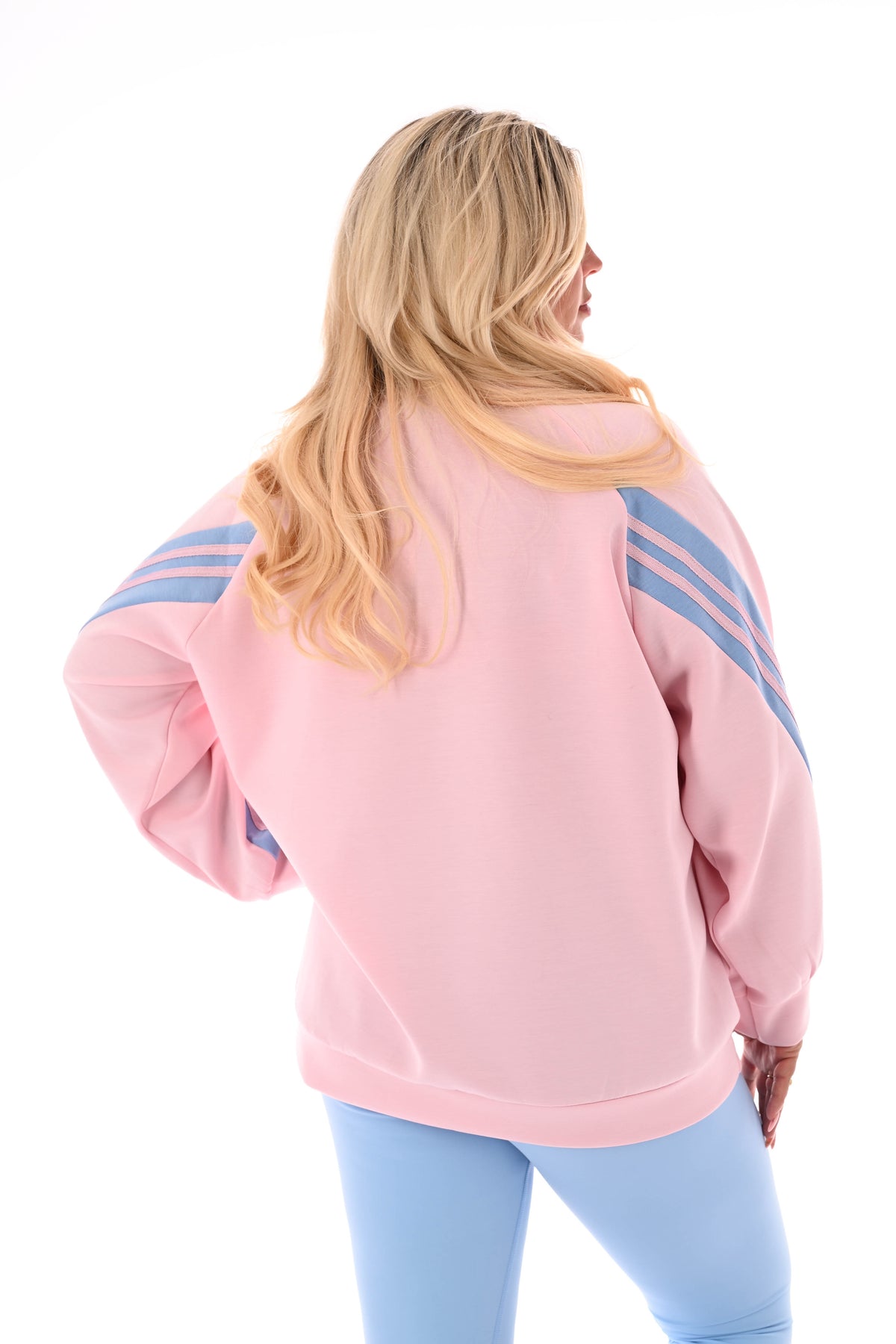 Sweater love club met bies lichtroze