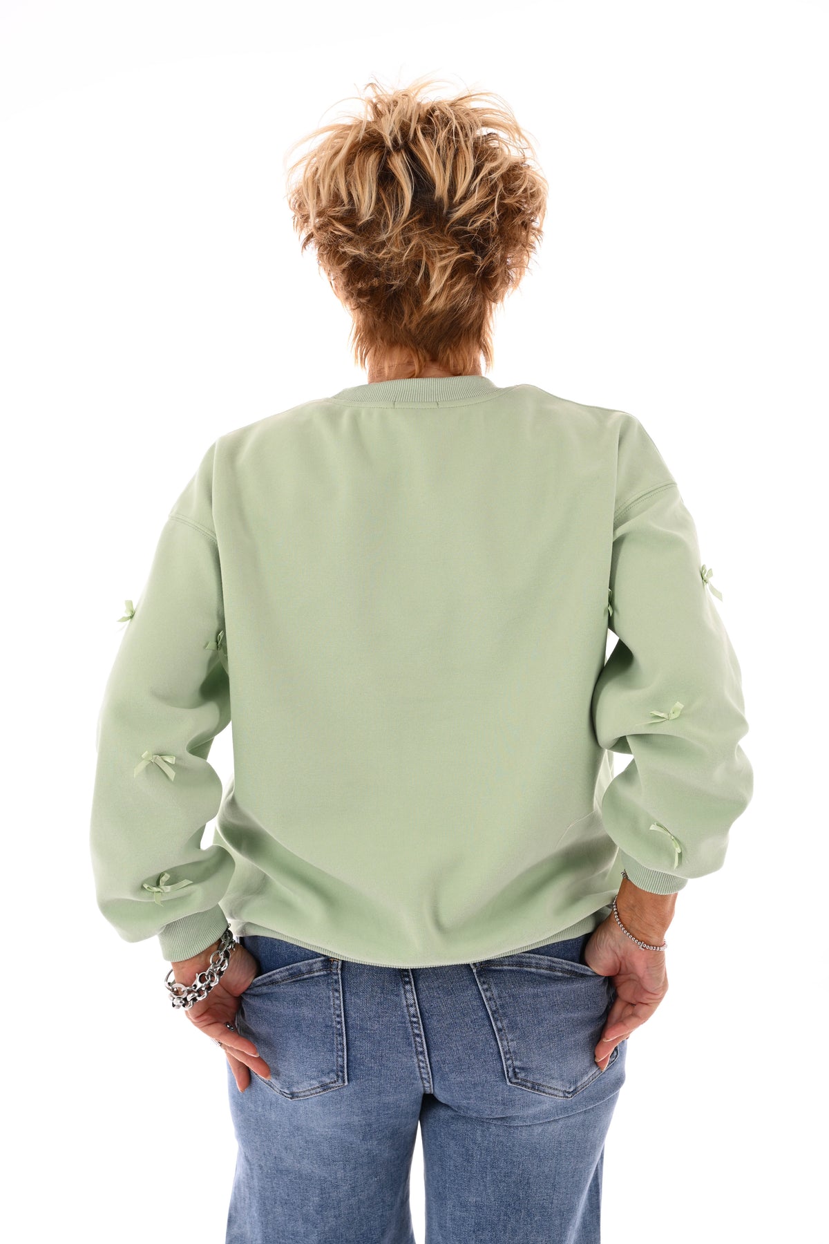 Sweater strikjes pistache