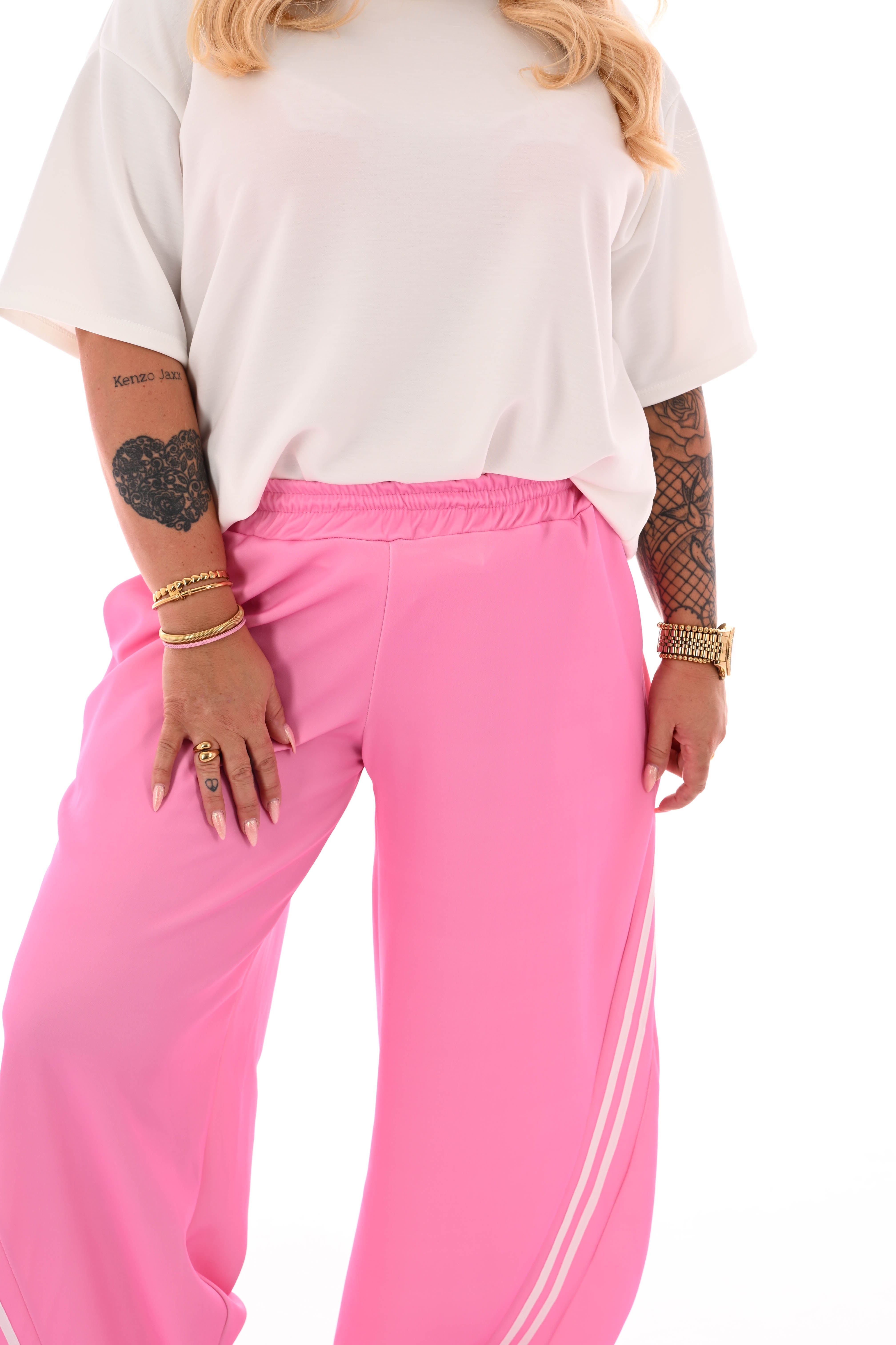 Joggingsbroek balloon met bies roze