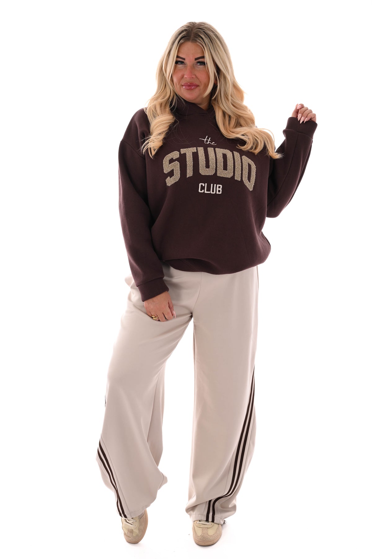 Joggingsbroek balloon met bies beige