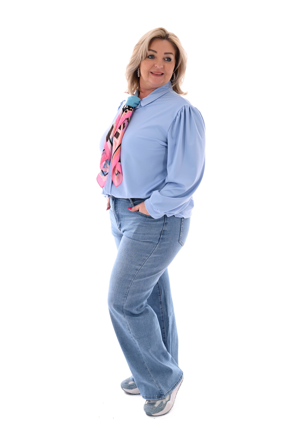 Travel blouse lichtblauw