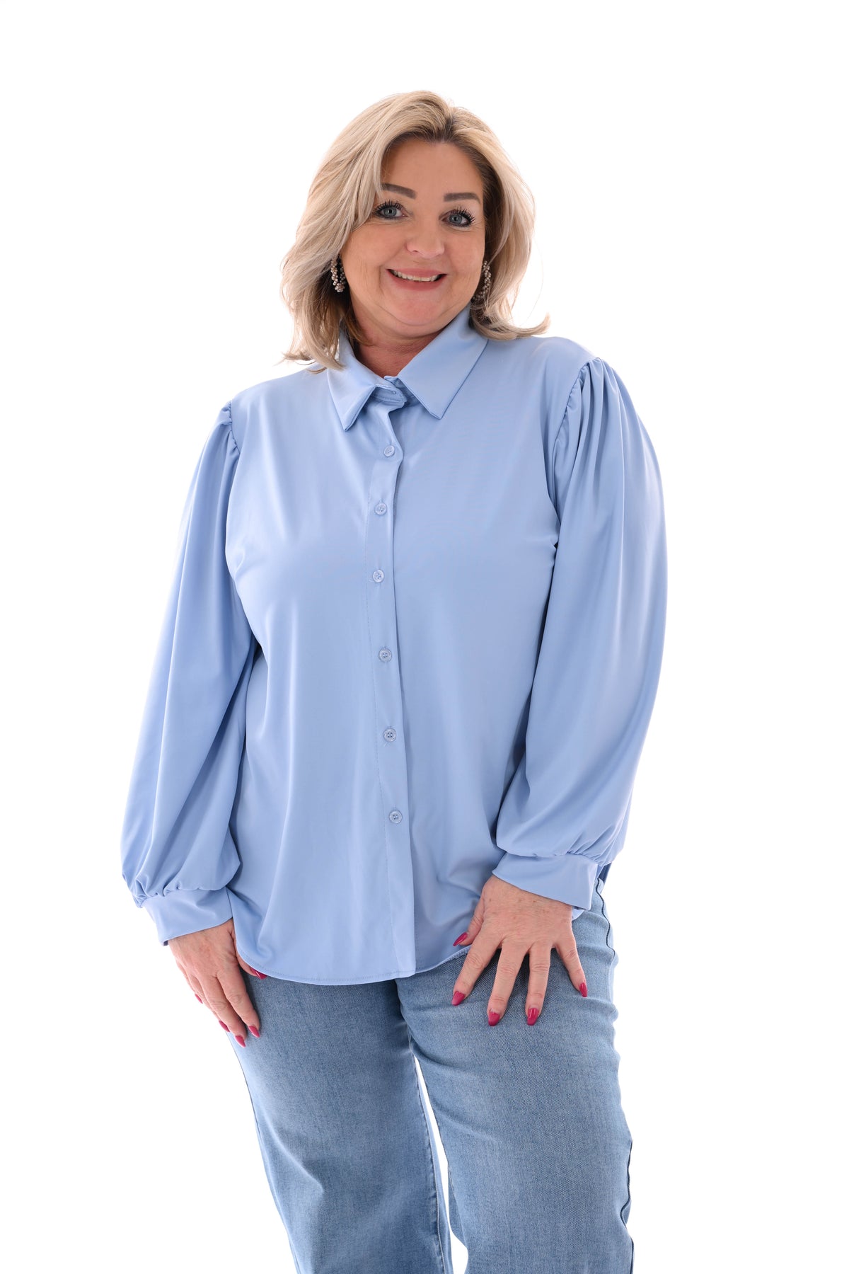 Travel blouse lichtblauw