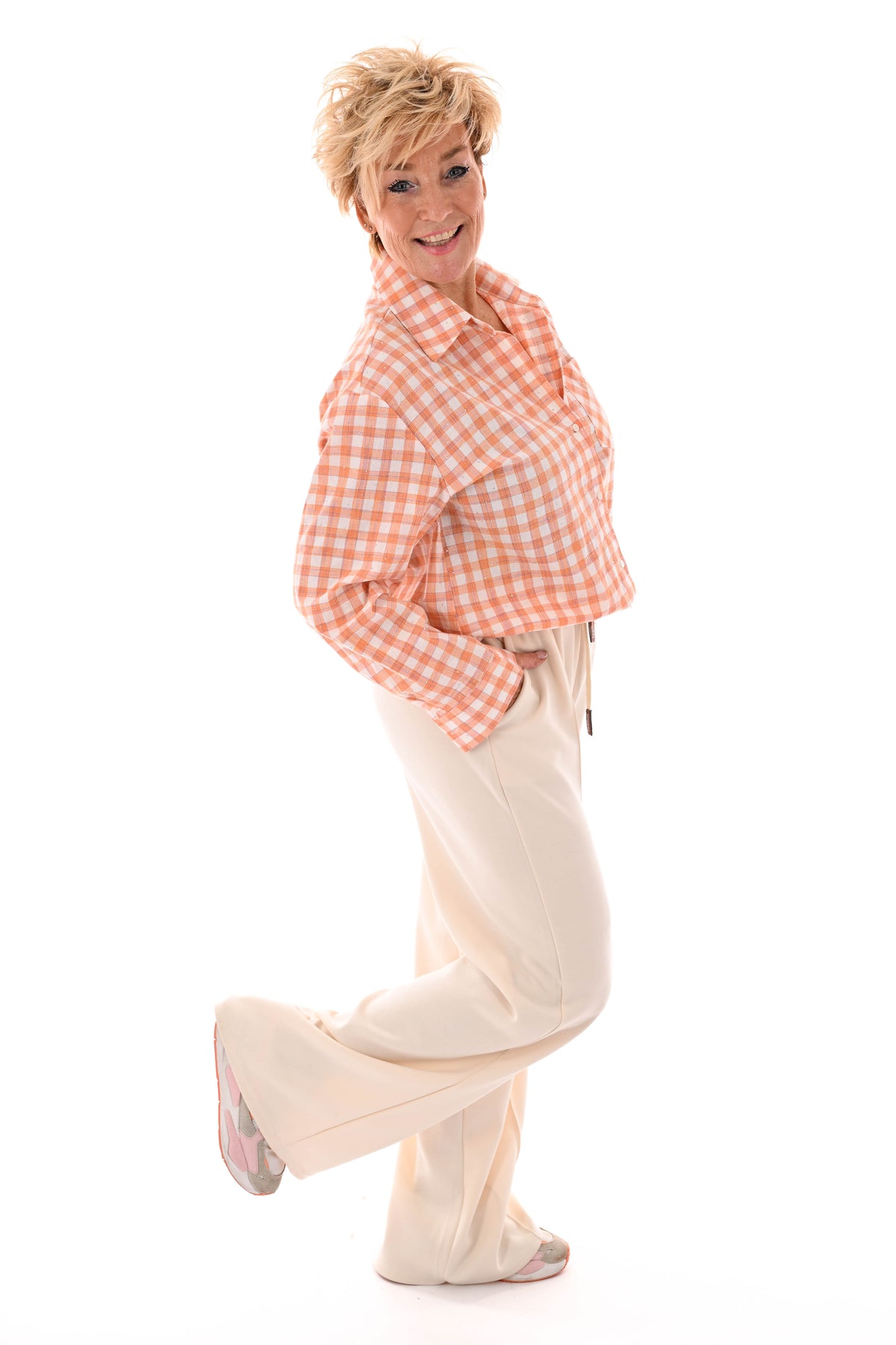 Blouse strass houthakkers oranje