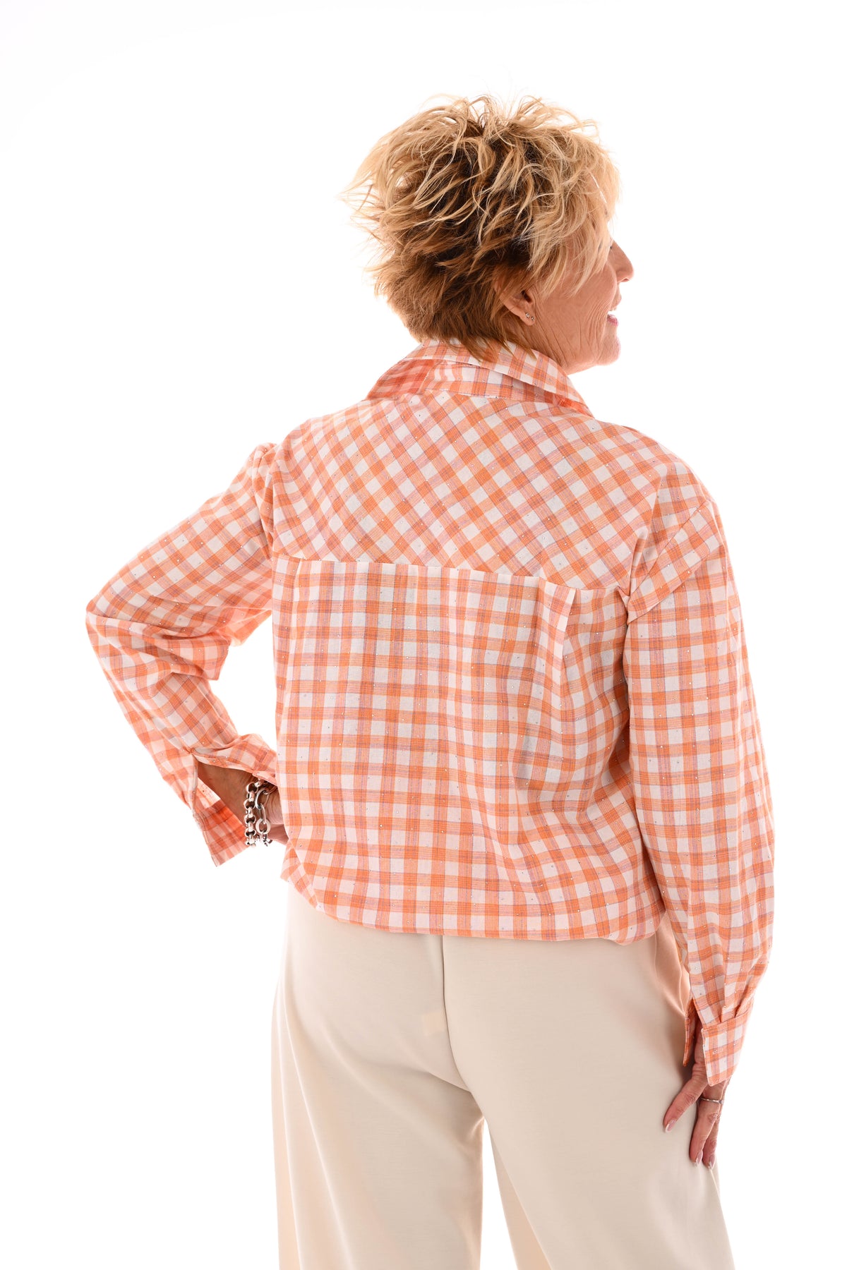 Blouse strass houthakkers oranje