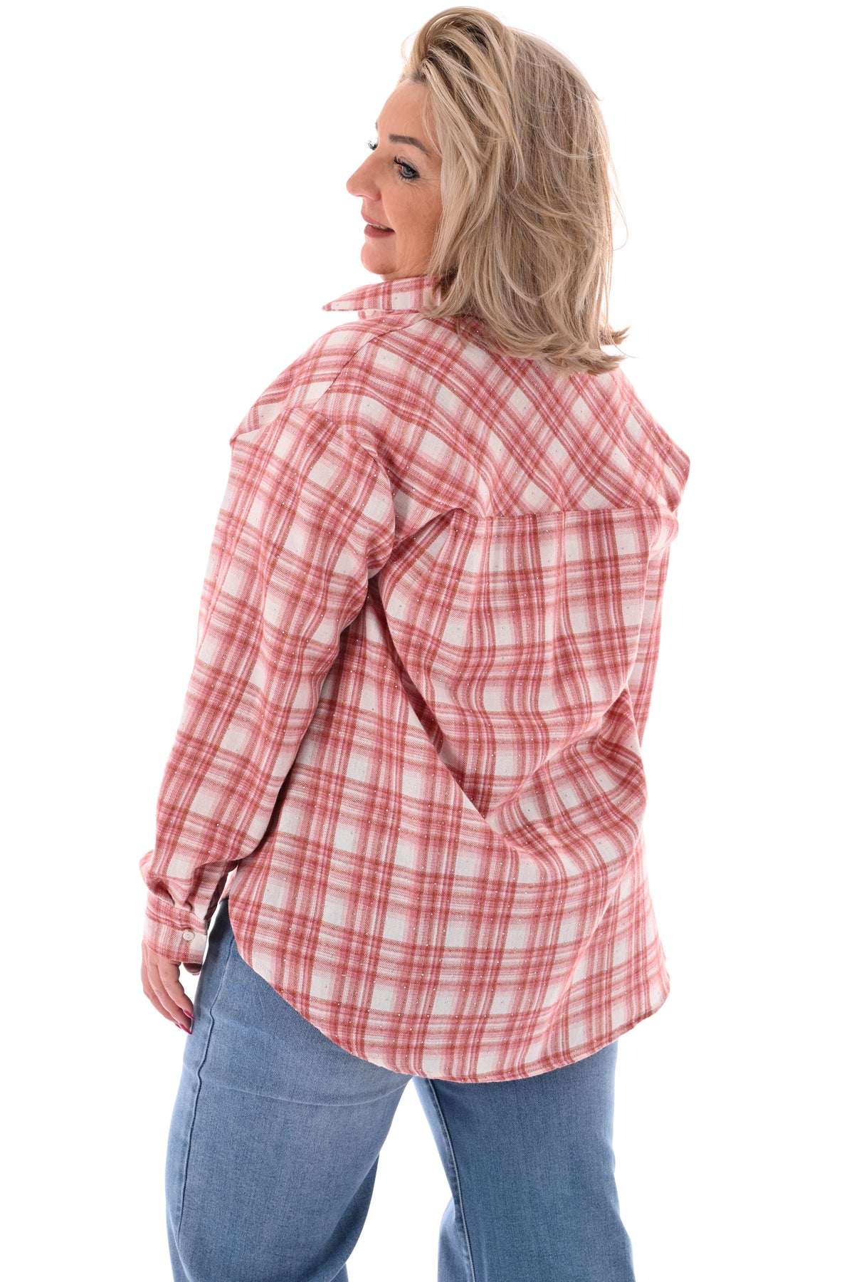 Blouse strass houthakkers roze