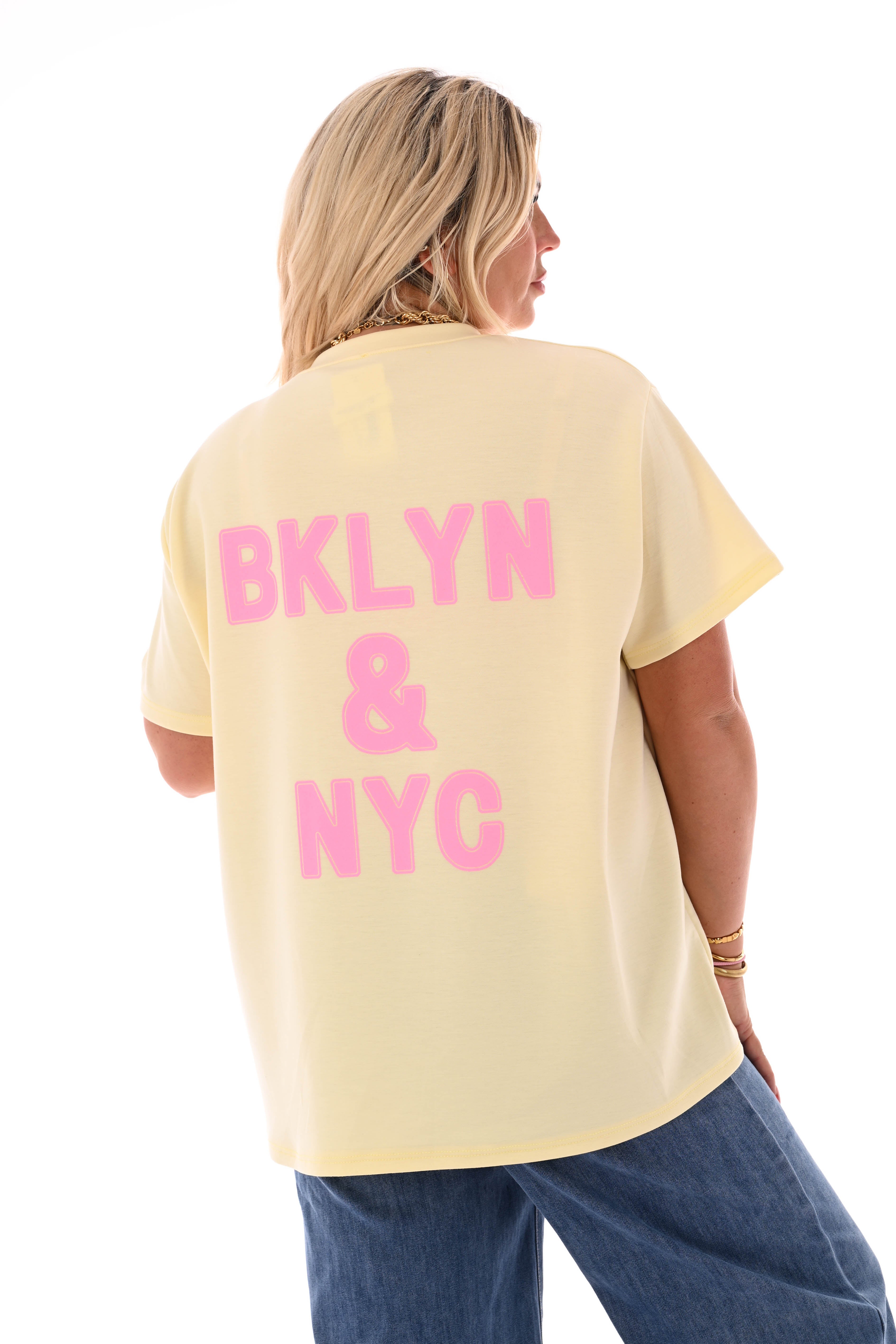 T-shirt Brooklyn & NYC lichtgeel