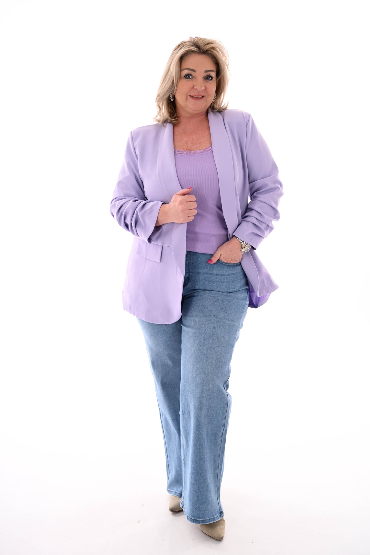 Blazer ophaalmouwen uni lila