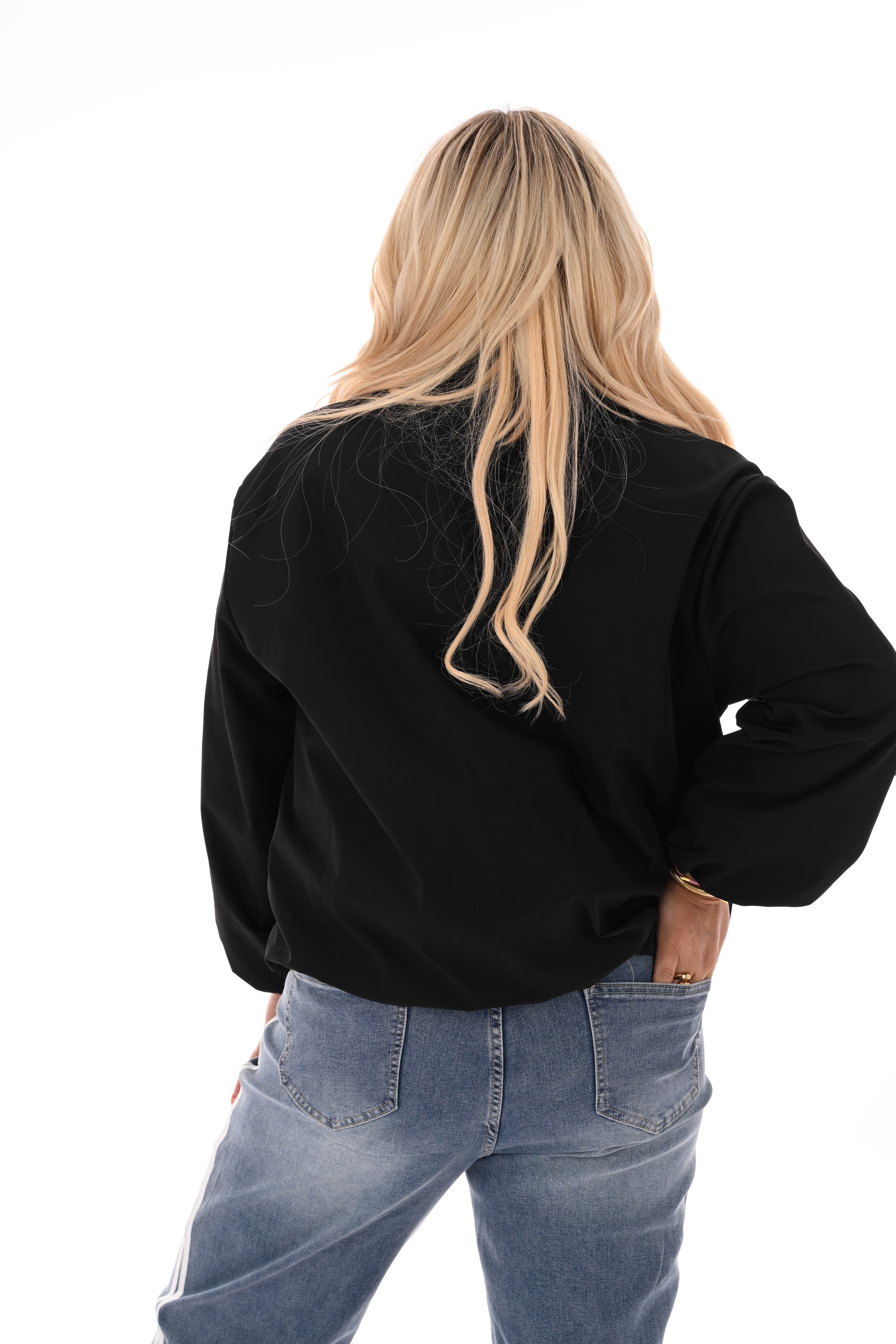 Kort jasje uni met kraag zwart