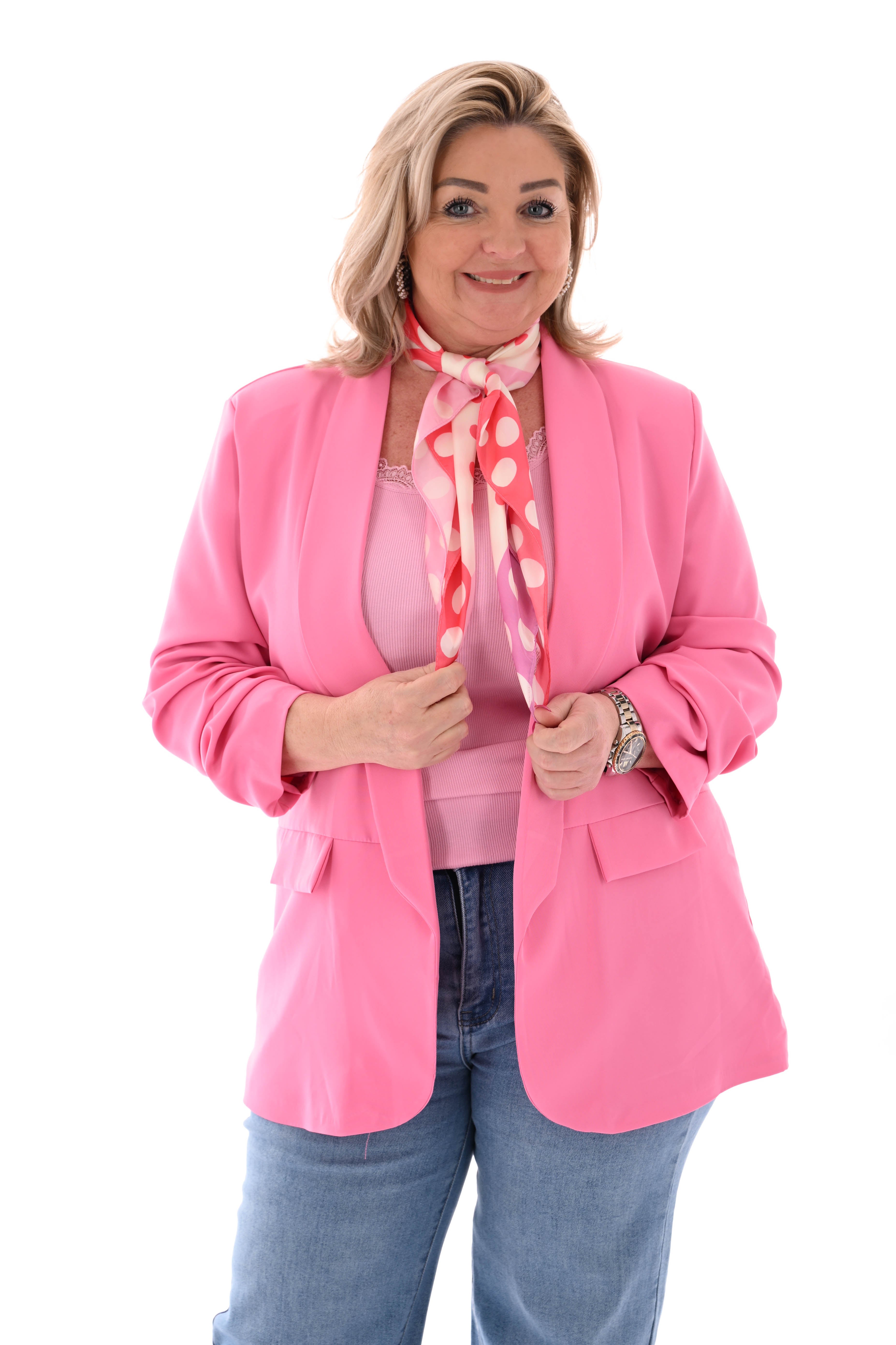Blazer ophaalmouwen uni roze