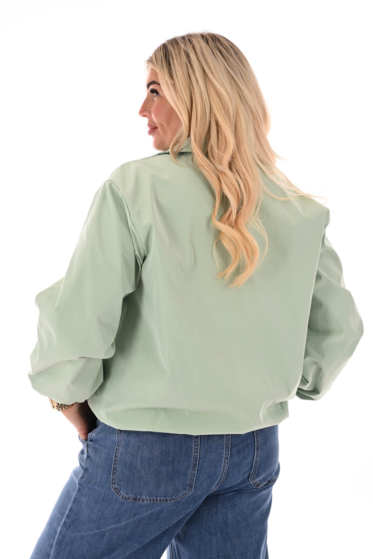 Kort jasje uni met kraag lindegroen