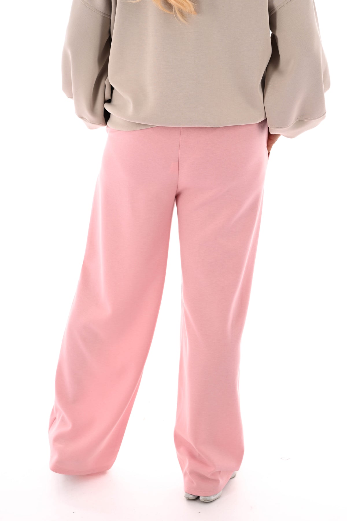 Wijde joggingsbroek met naad uni oudroze